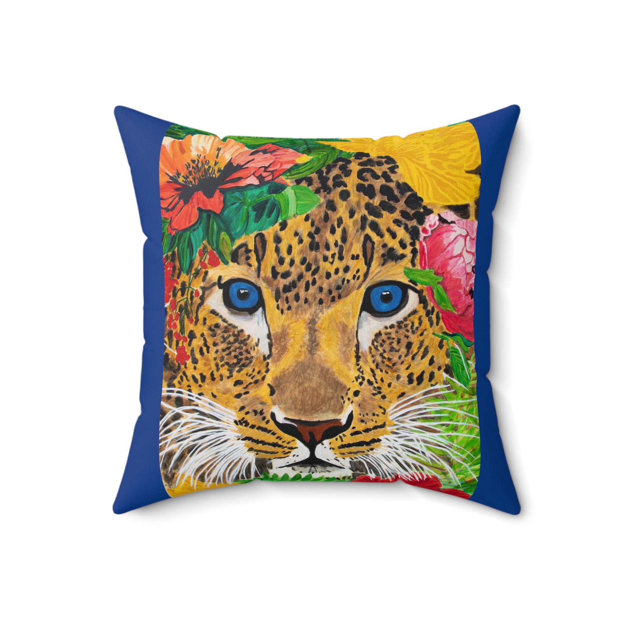 Jaguar & Flowers | Spun Polyester Square Pillow