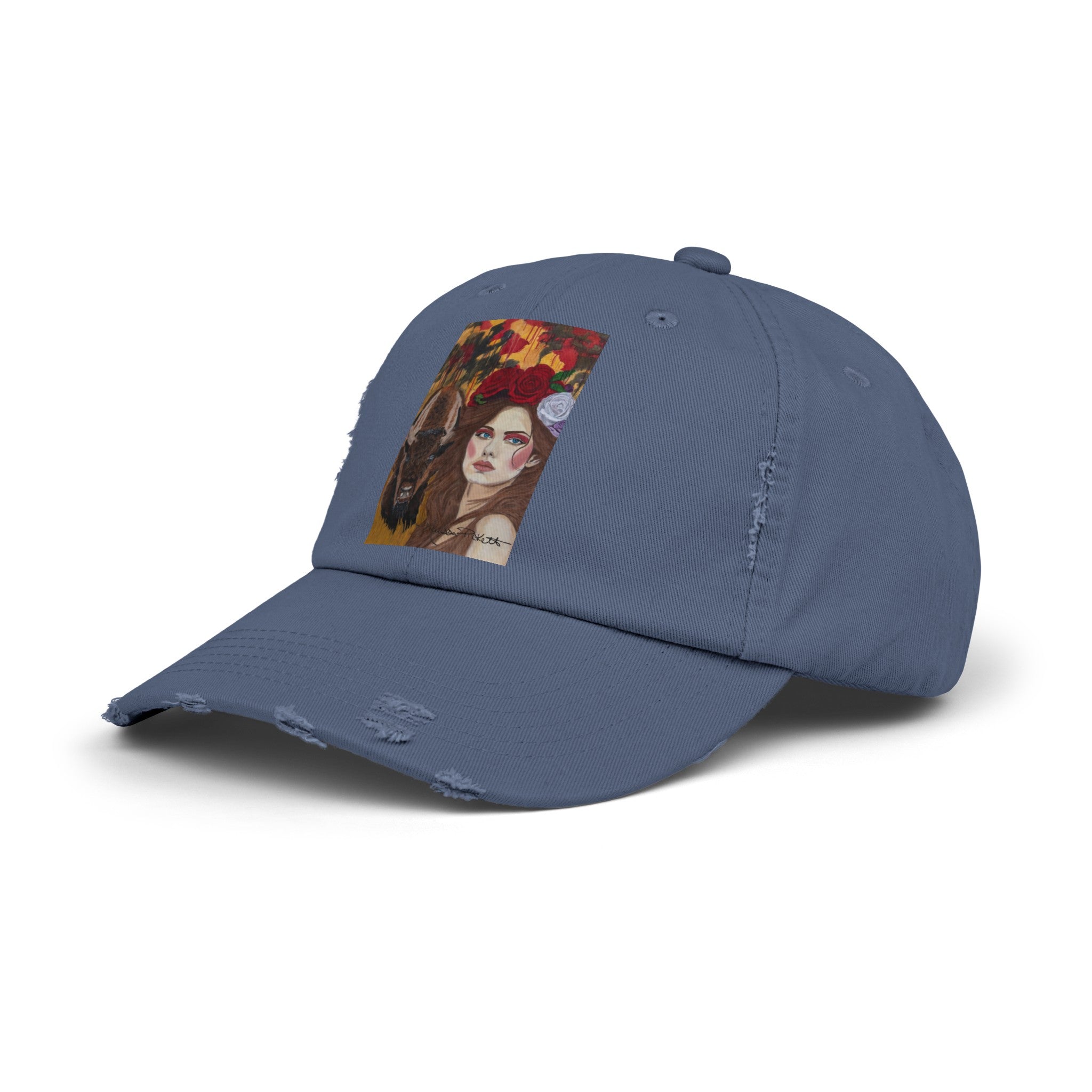 Woman & Bison | Unisex Distressed Cap