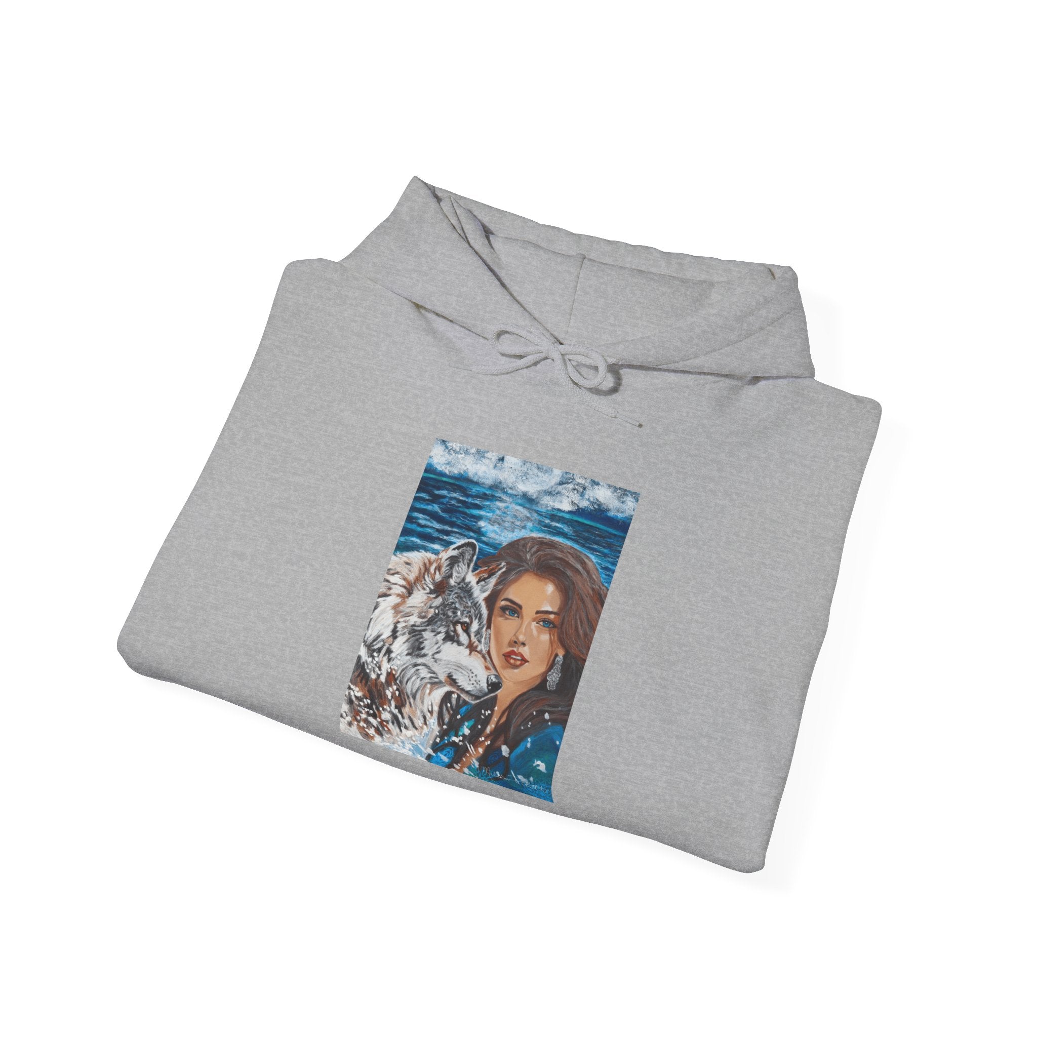 Moonlit Woman & Wolf | Unisex Heavy Blend™ Hooded Sweatshirt