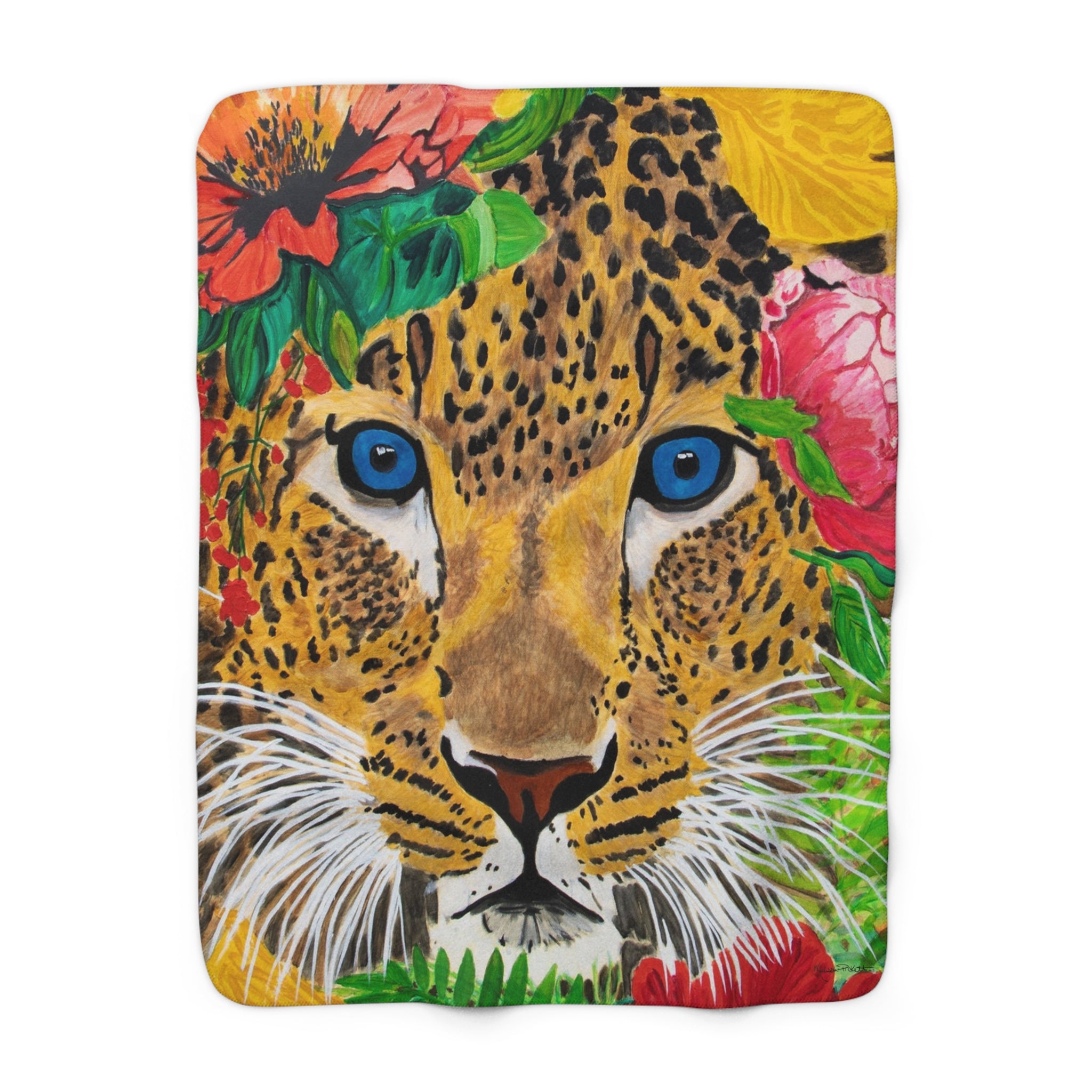 Jaguar & Flowers | Sherpa Fleece Blanket