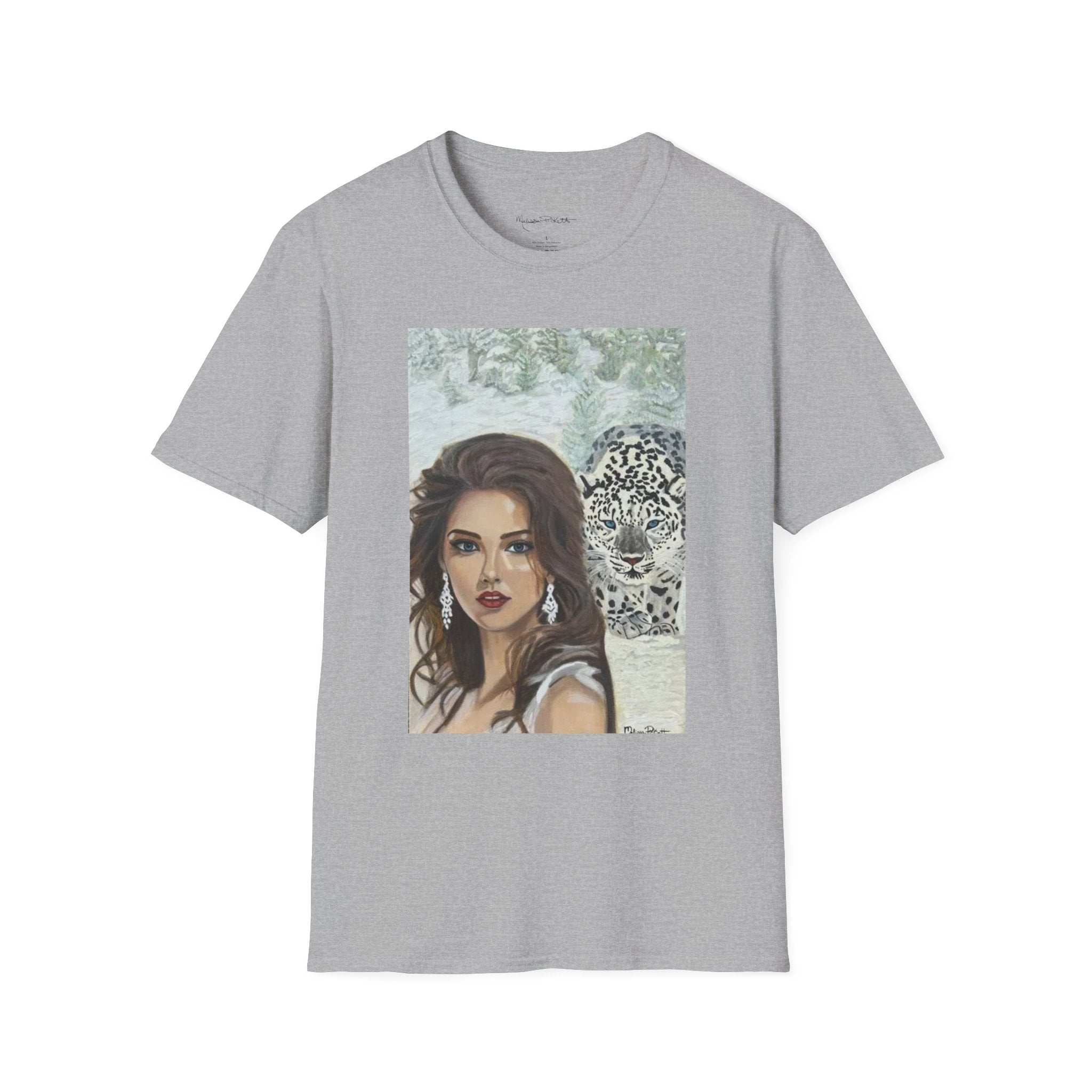 Woman & Snow Leopard | Unisex Softstyle T-Shirt