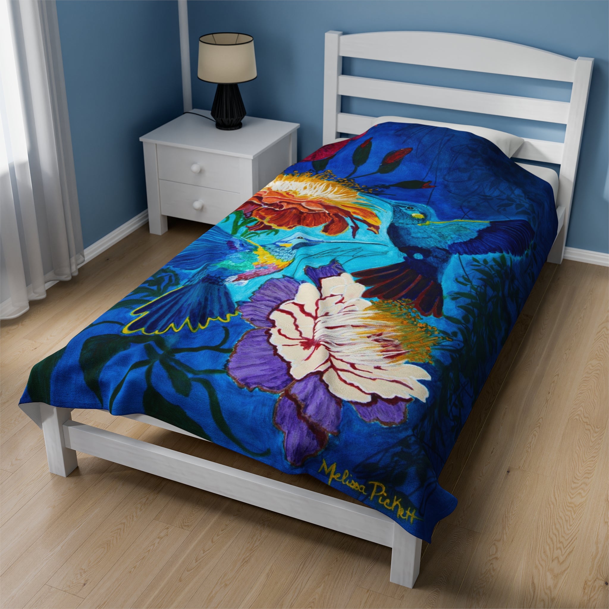 Pair of Hummingbirds | Velveteen Plush Blanket