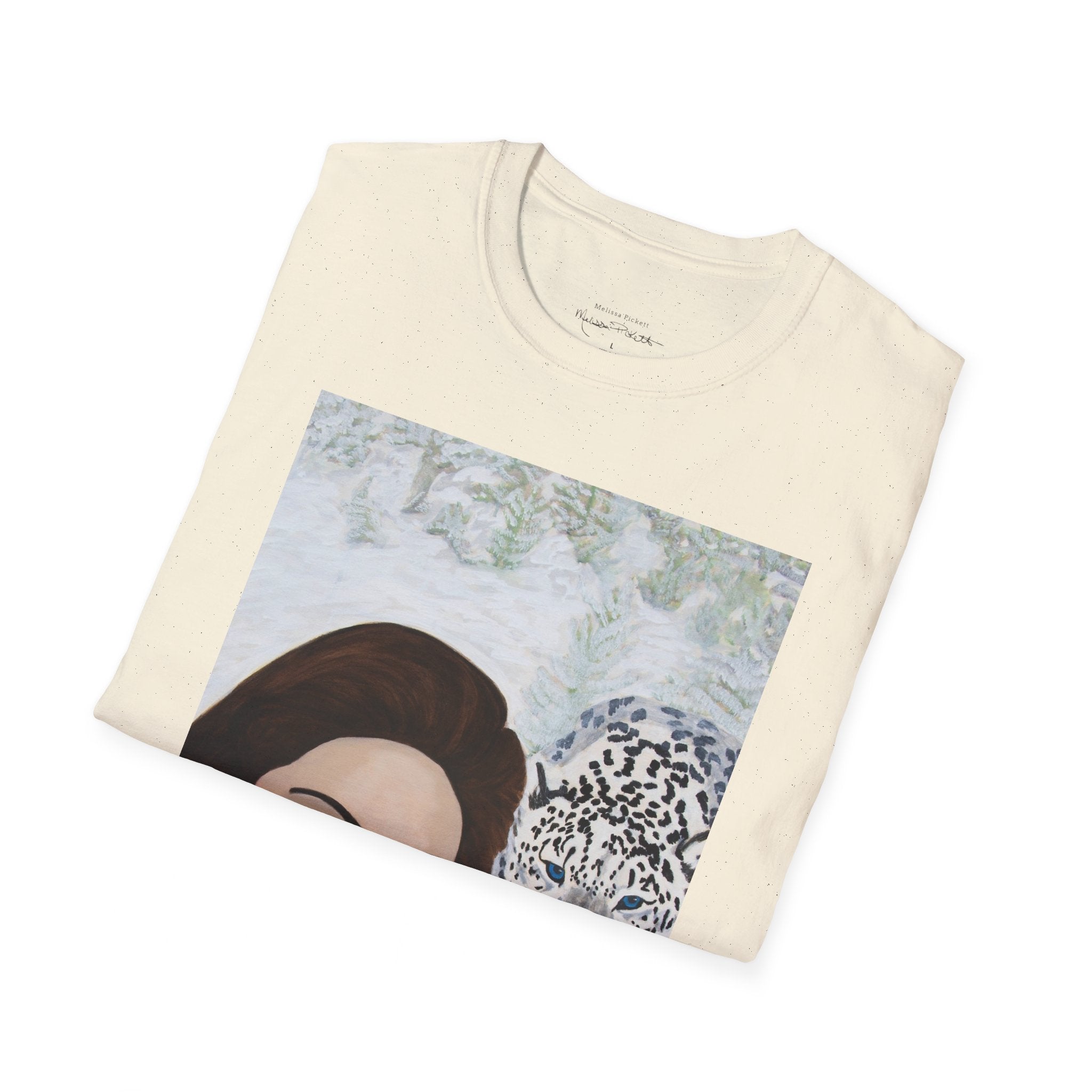 Woman & Snow Leopard | Unisex Softstyle T-Shirt