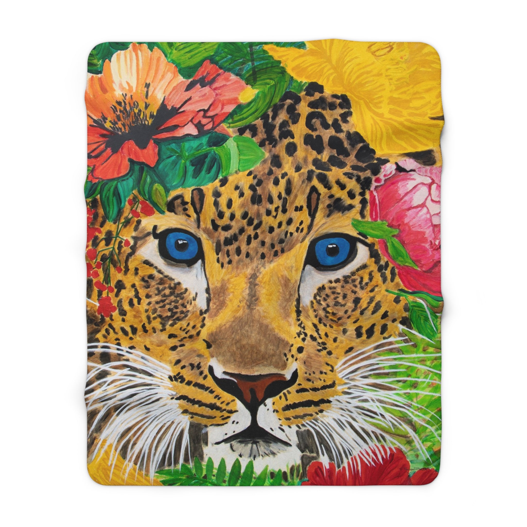 Jaguar & Flowers | Sherpa Fleece Blanket