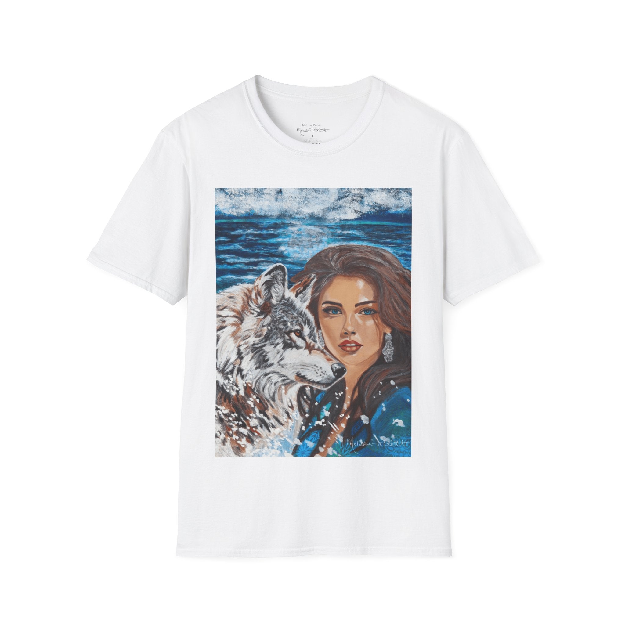 Moonlit Woman & Wolf | Unisex Softstyle T-Shirt