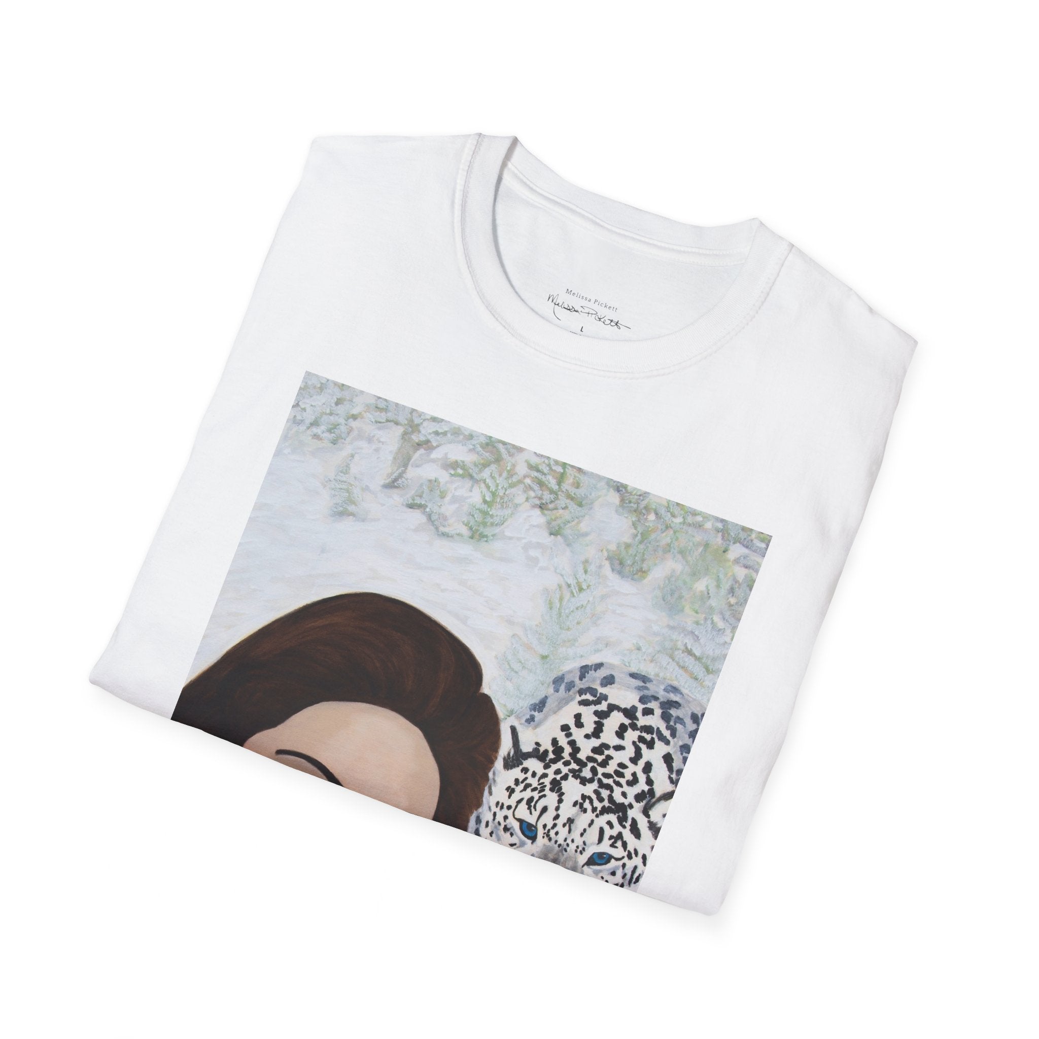 Woman & Snow Leopard | Unisex Softstyle T-Shirt