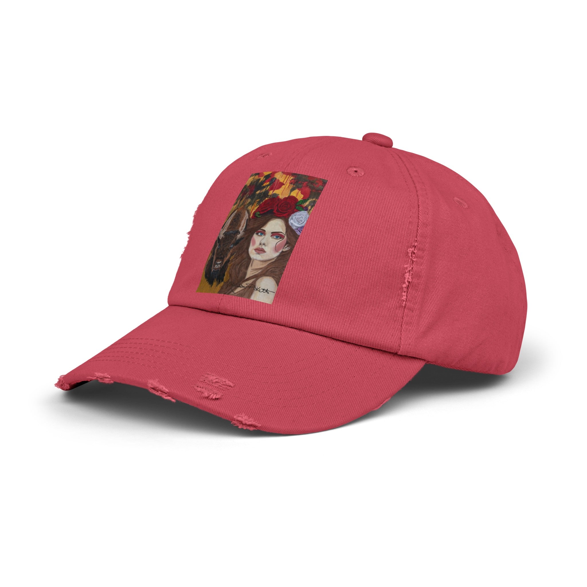 Woman & Bison | Unisex Distressed Cap