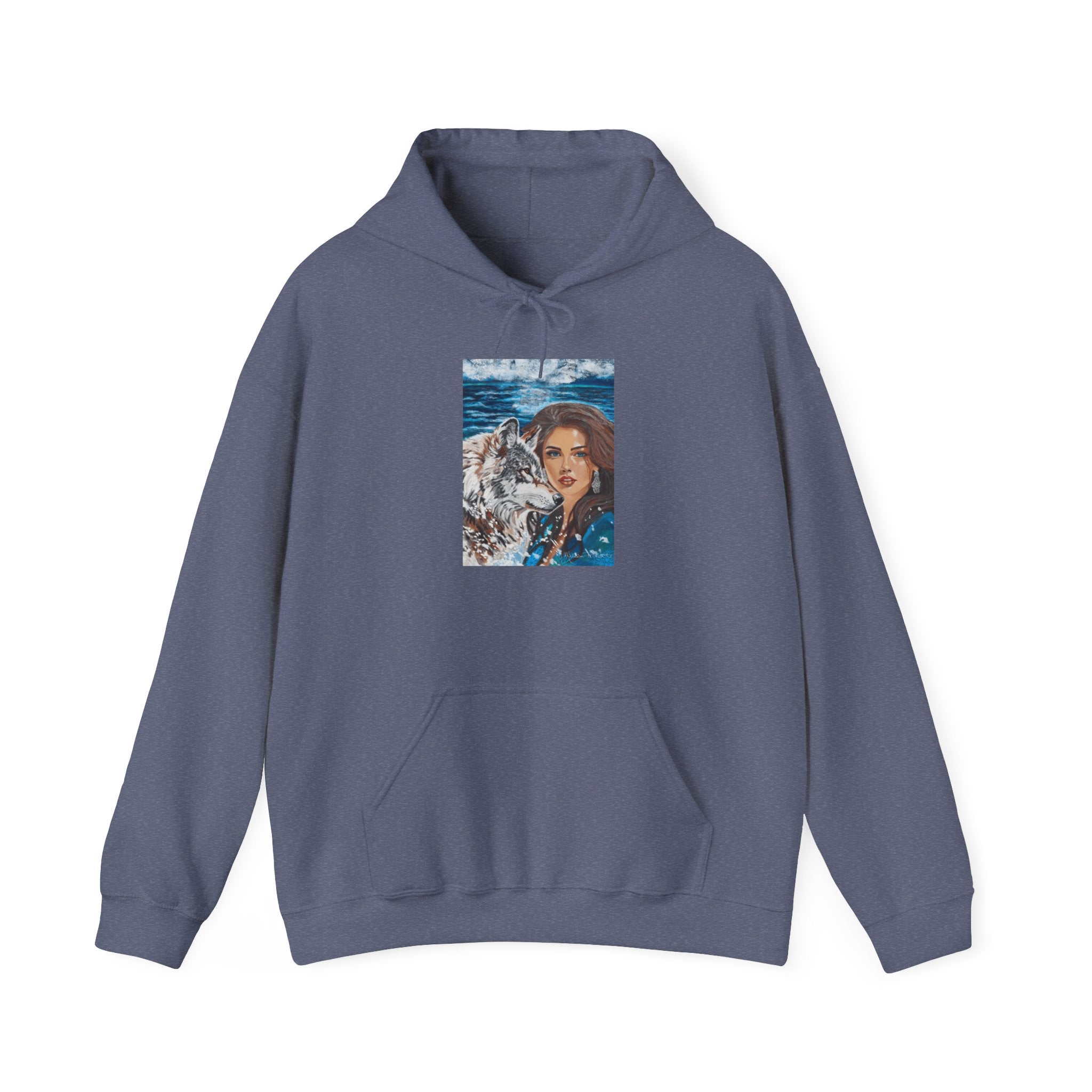 Moonlit Woman & Wolf | Unisex Heavy Blend™ Hooded Sweatshirt