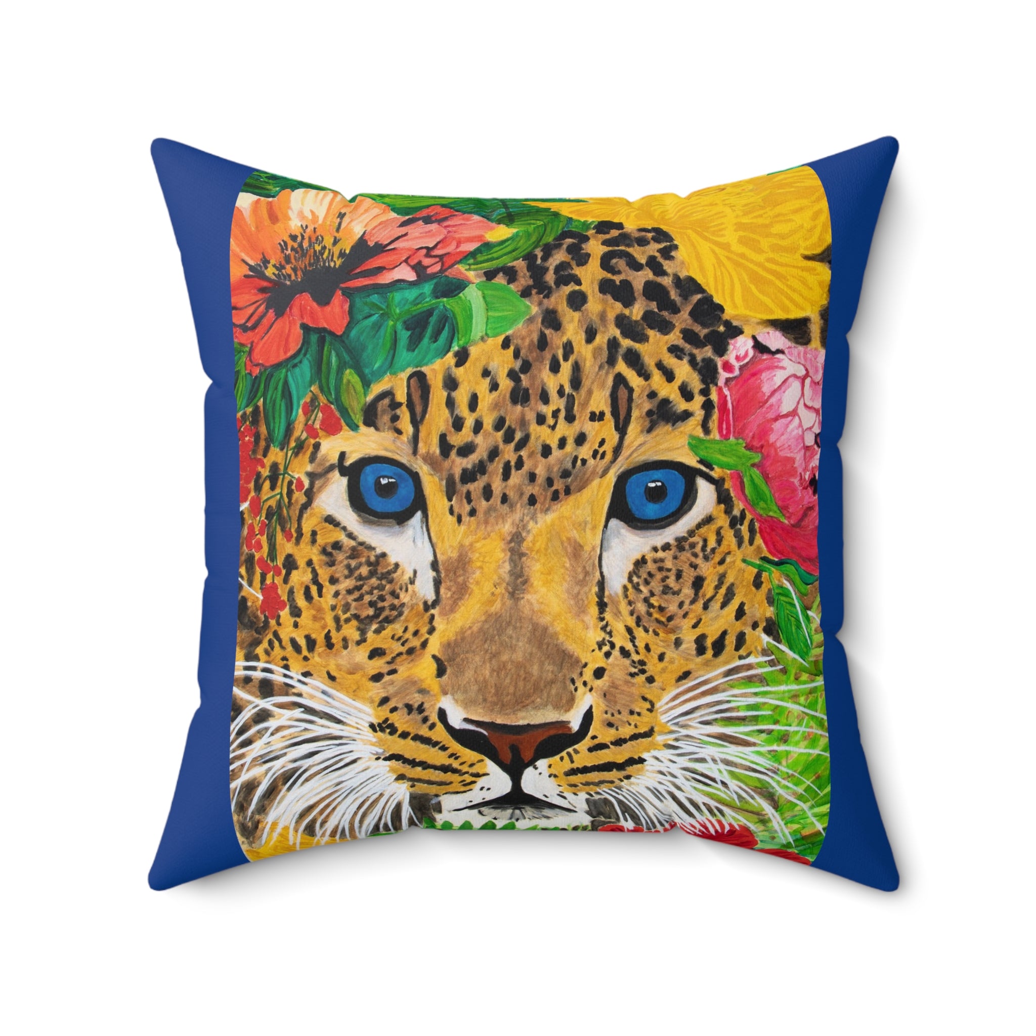 Jaguar & Flowers | Spun Polyester Square Pillow