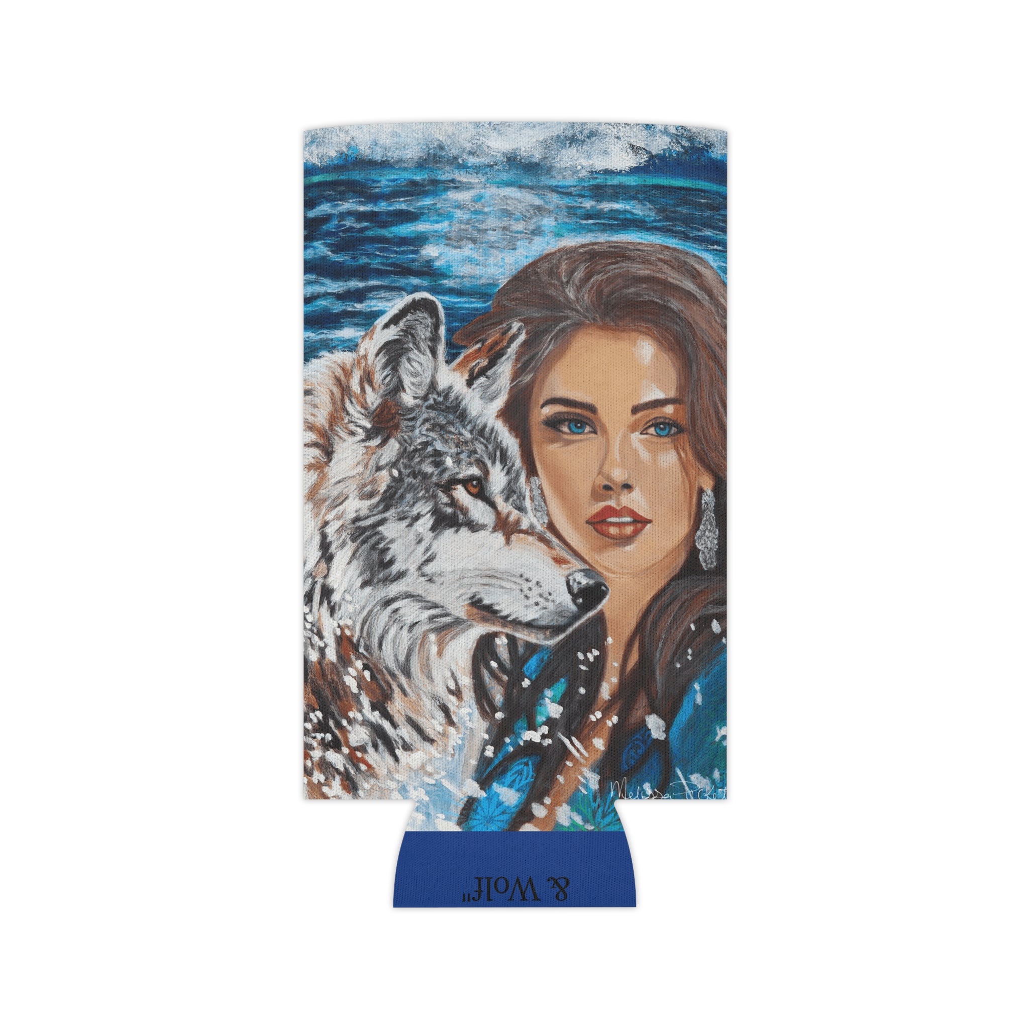 Moonlit Woman & Wolf | Can Cooler