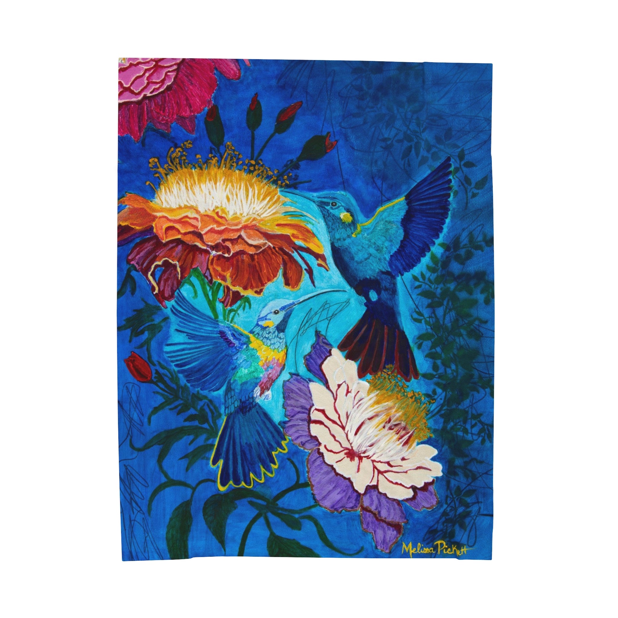 Pair of Hummingbirds | Velveteen Plush Blanket