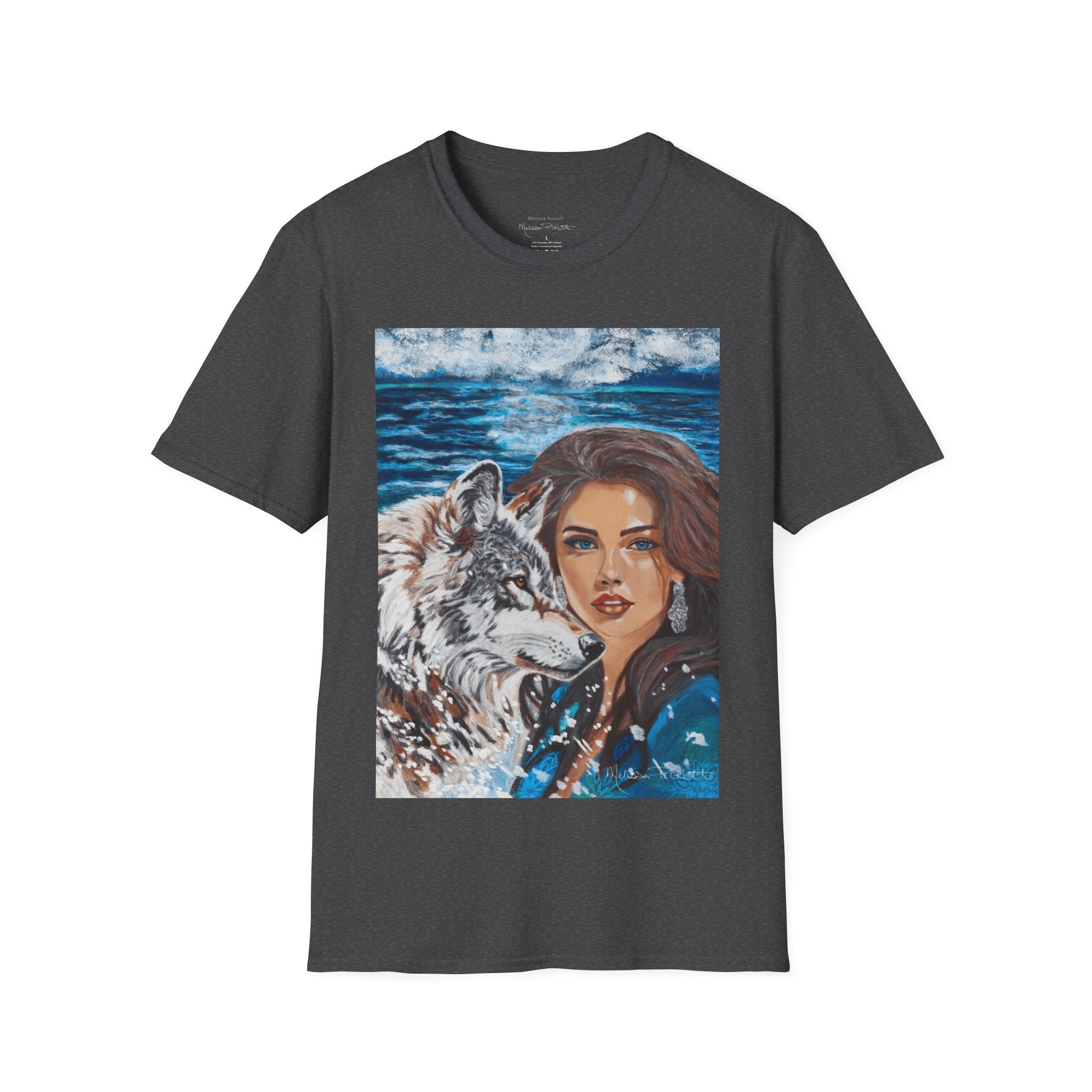 Moonlit Woman & Wolf | Unisex Softstyle T-Shirt