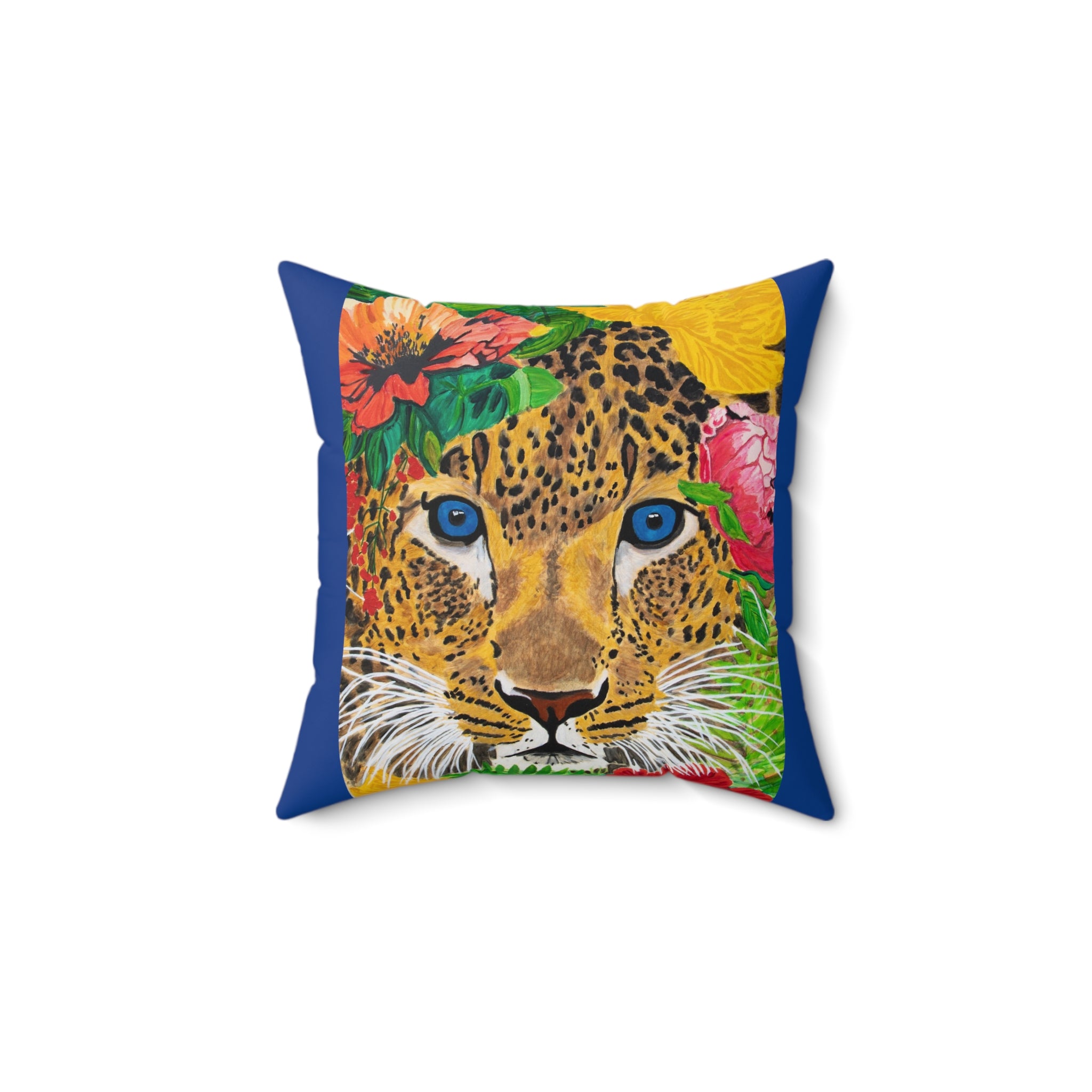 Jaguar & Flowers | Spun Polyester Square Pillow