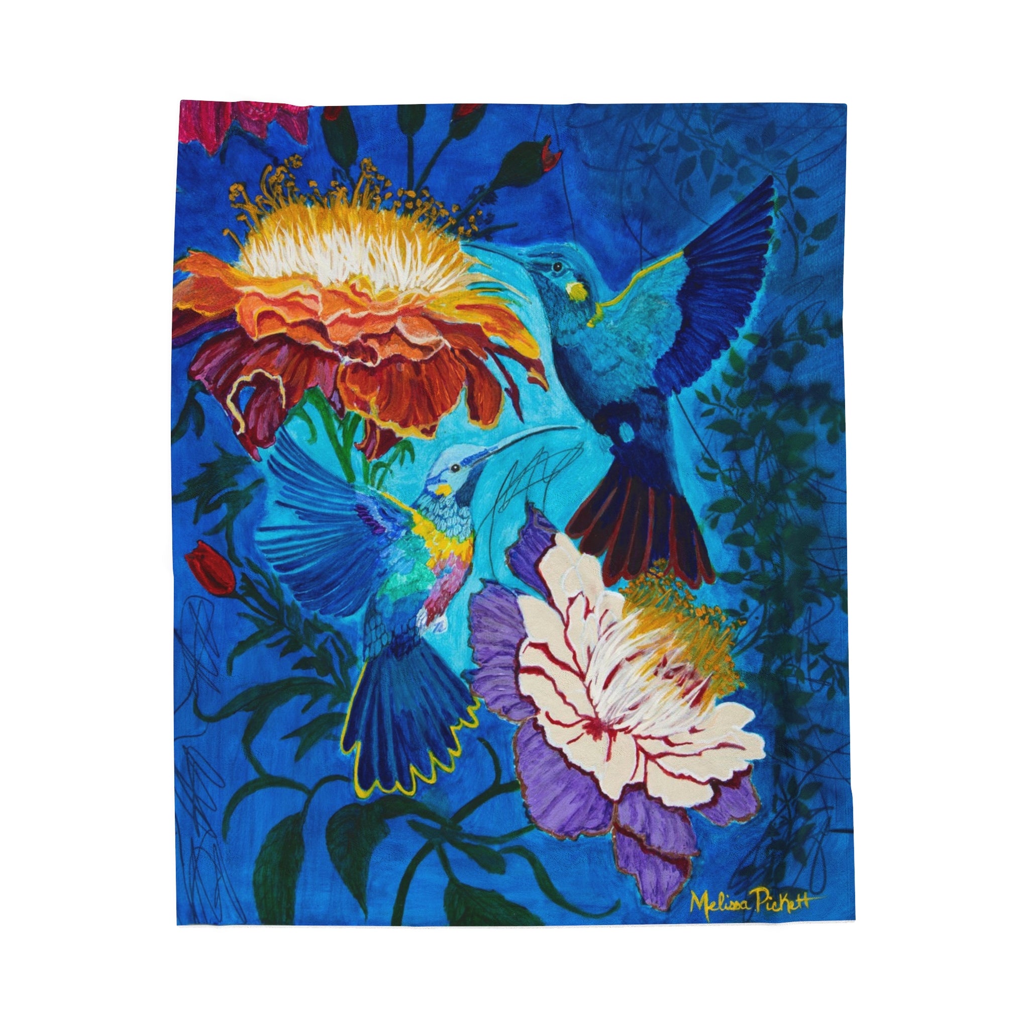 Pair of Hummingbirds | Velveteen Plush Blanket