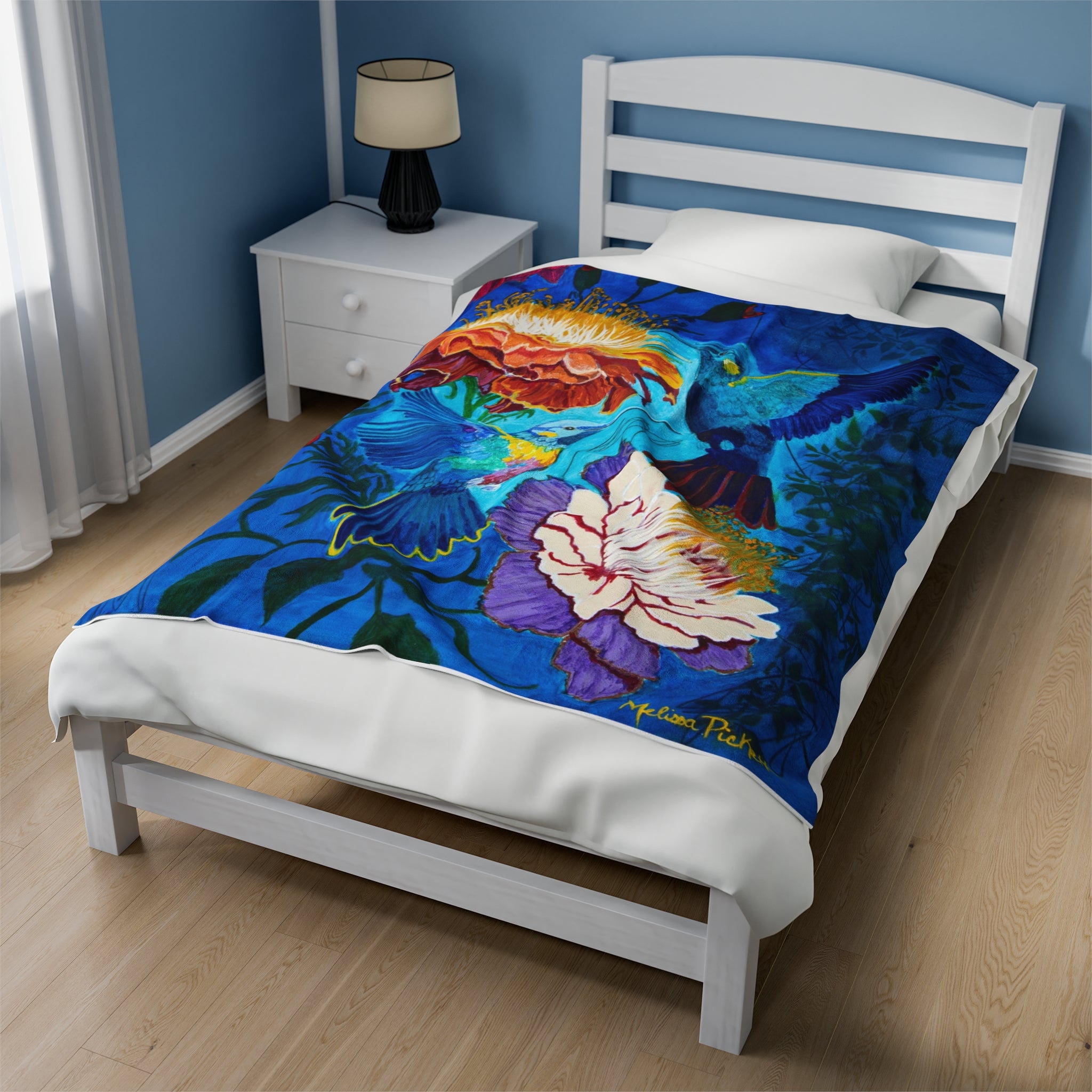 Pair of Hummingbirds | Velveteen Plush Blanket
