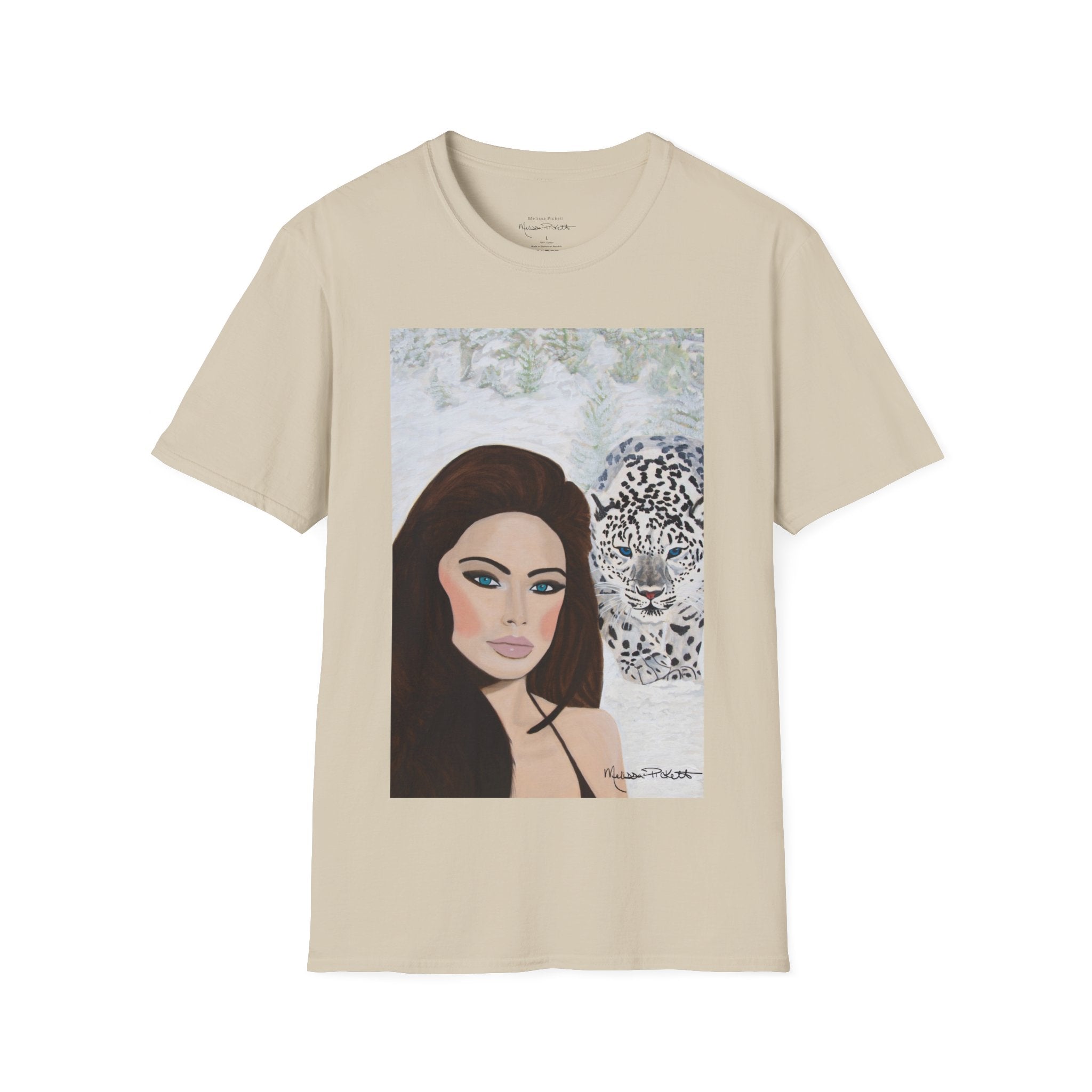 Woman & Snow Leopard | Unisex Softstyle T-Shirt