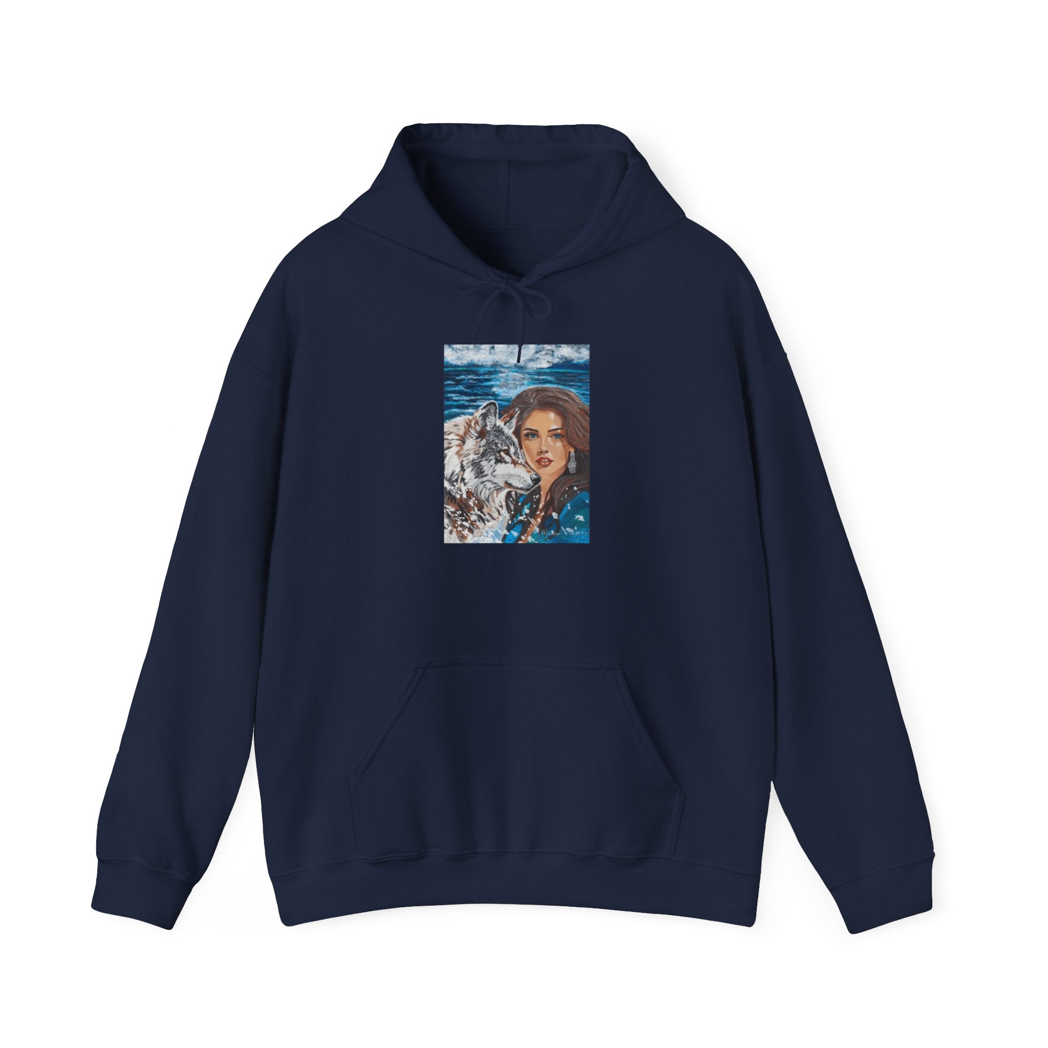 Moonlit Woman & Wolf | Unisex Heavy Blend™ Hooded Sweatshirt