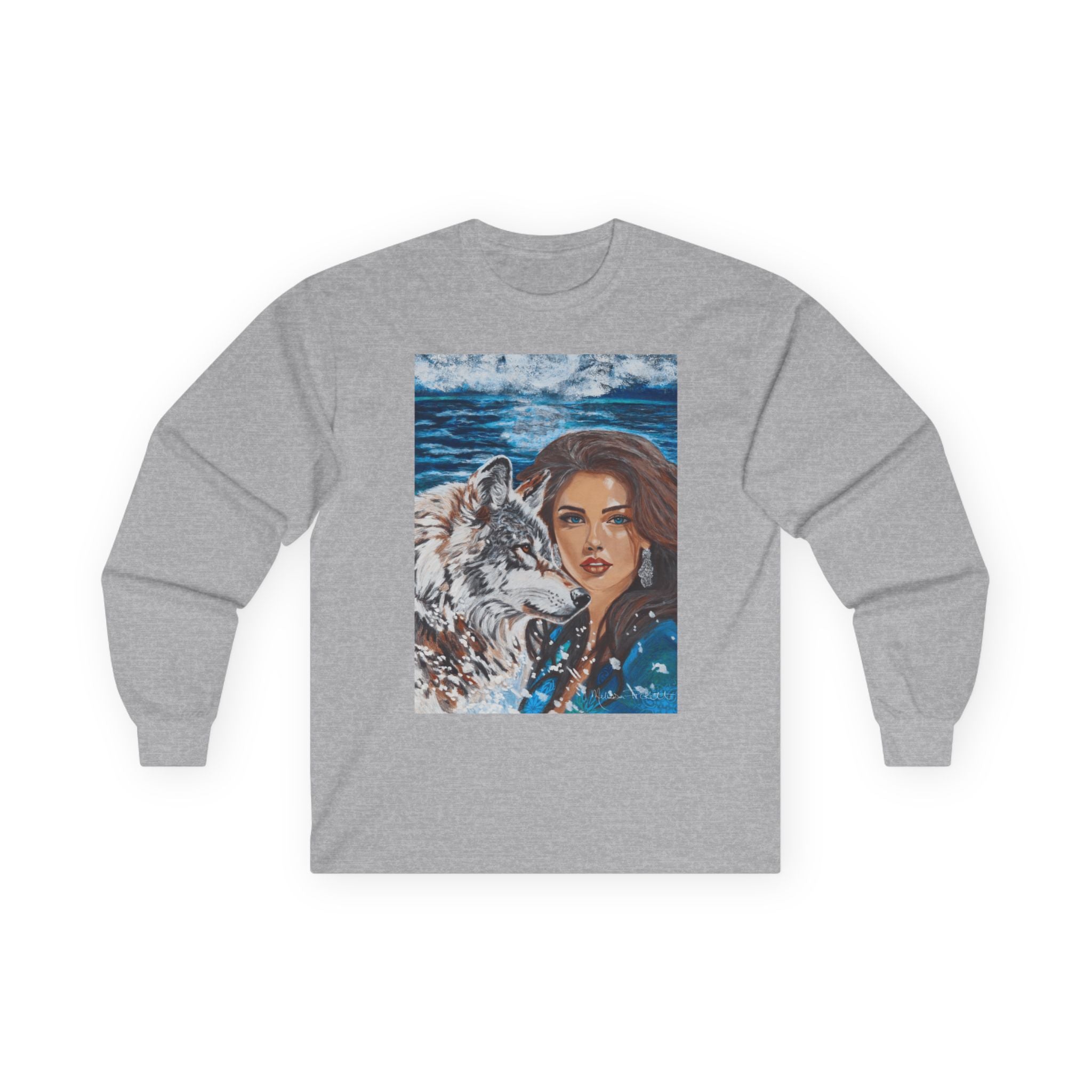 Moonlit Woman & Wolf | Unisex Ultra Cotton Long Sleeve Tee