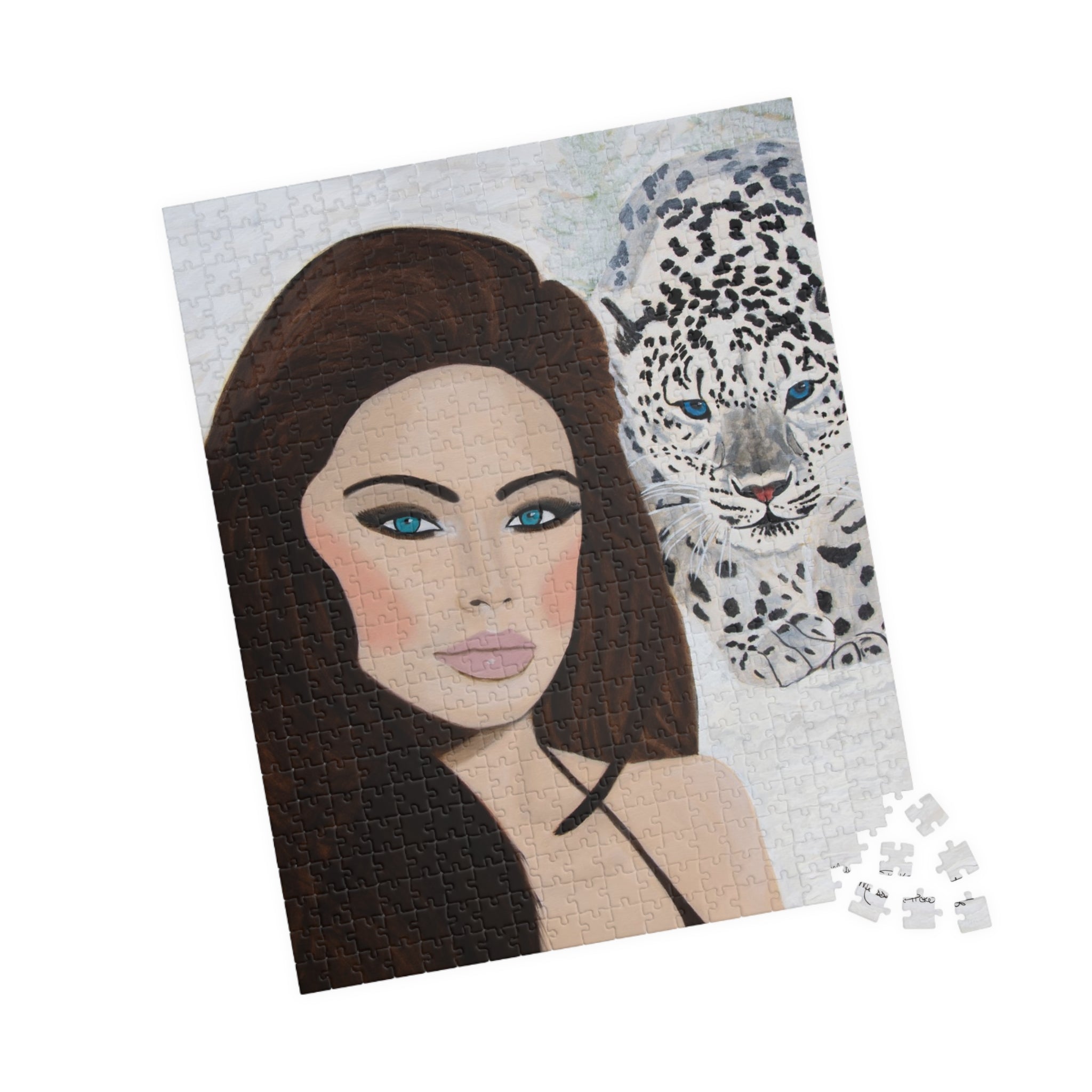 Woman & Snow Leopard | Puzzle (110, 252, 520, 1014-piece)