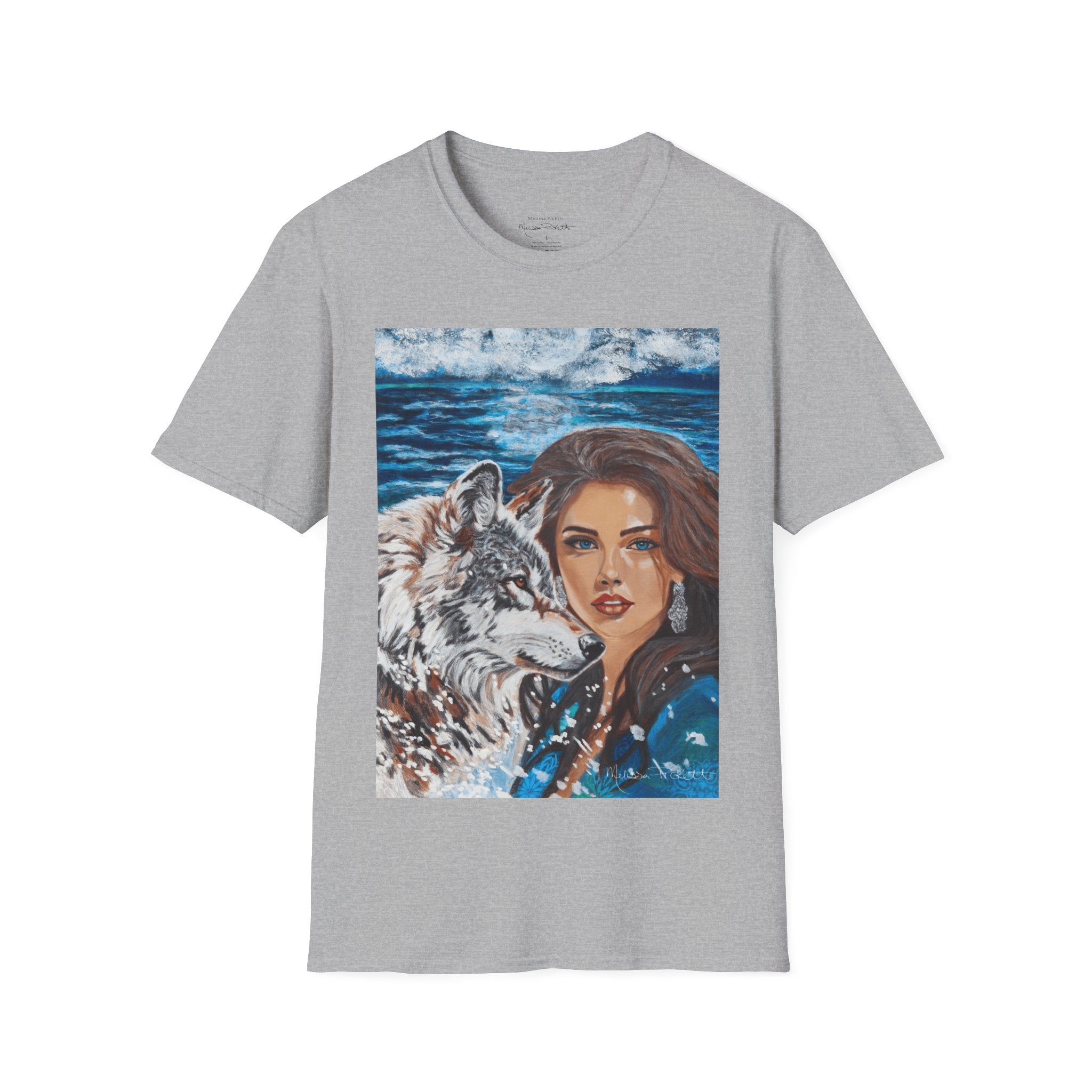 Moonlit Woman & Wolf | Unisex Softstyle T-Shirt