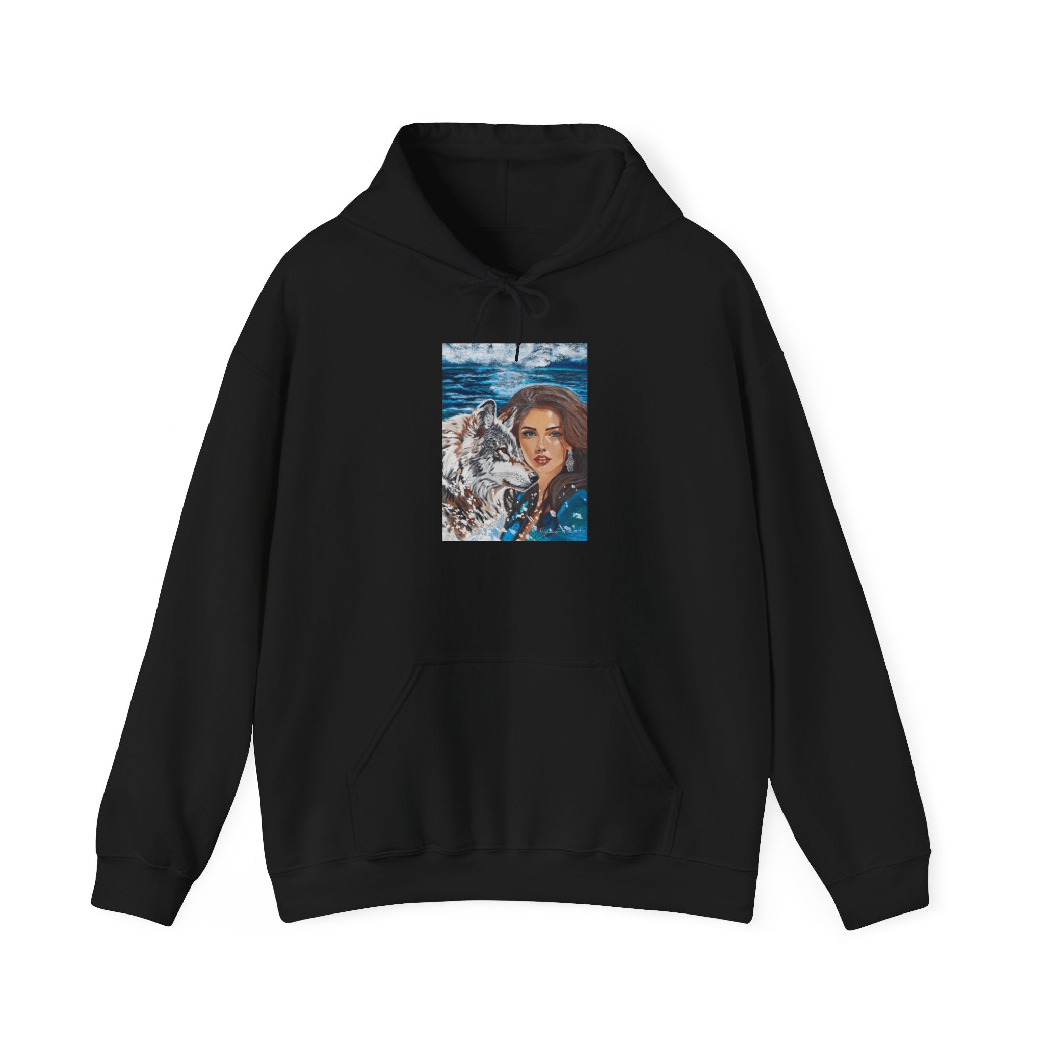 Moonlit Woman & Wolf | Unisex Heavy Blend™ Hooded Sweatshirt
