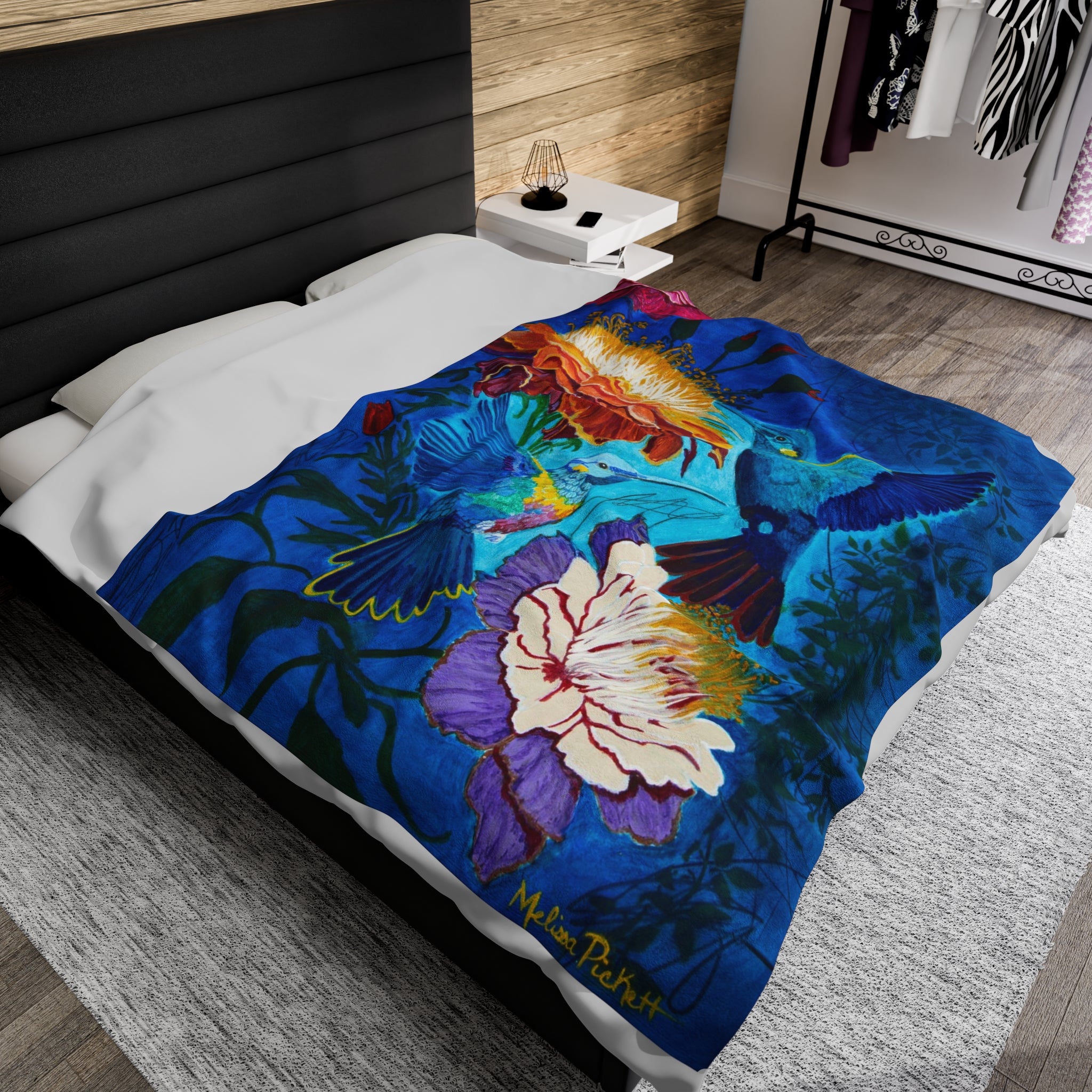 Pair of Hummingbirds | Velveteen Plush Blanket