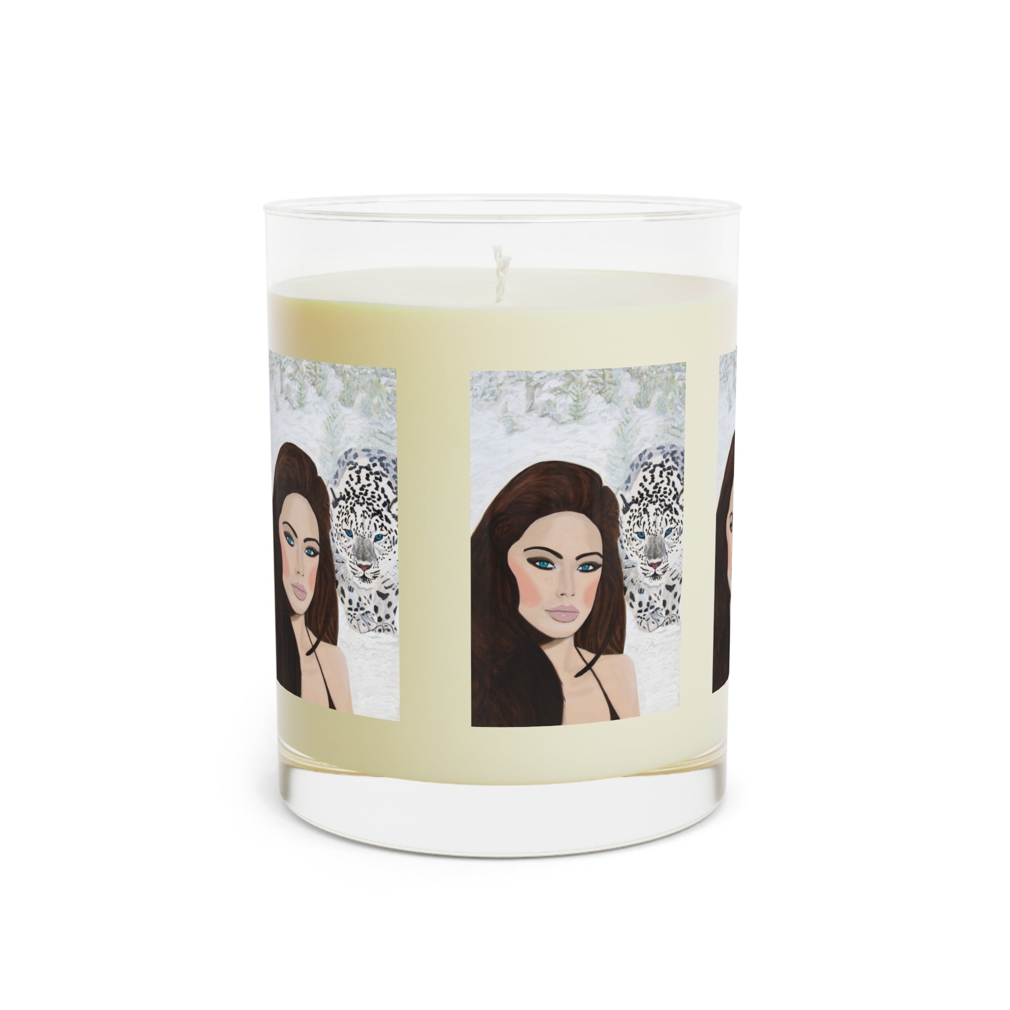 Woman & Snow Leopard | Scented Candle - Full Glass, 11oz