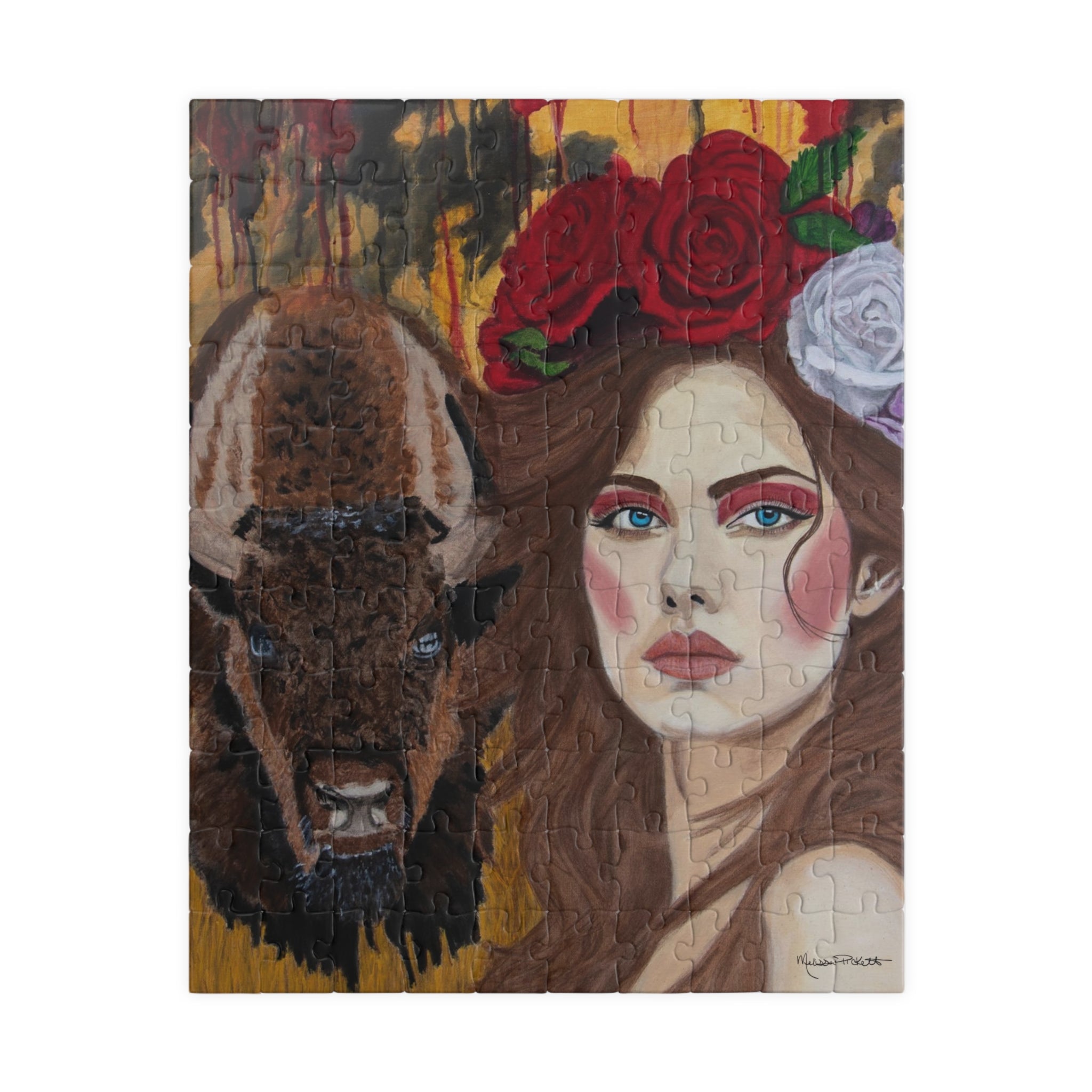Woman & Bison | Puzzle (110, 252, 520, 1014-piece)