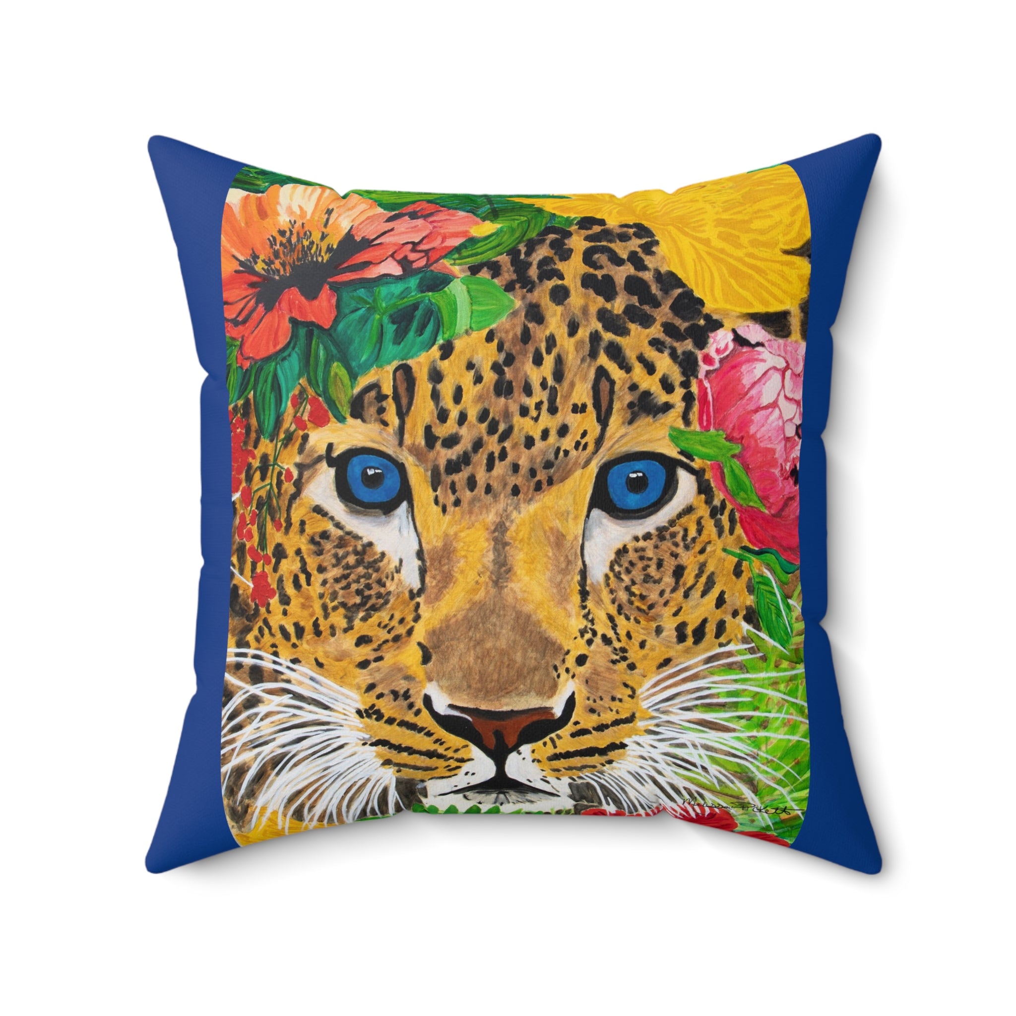 Jaguar & Flowers | Spun Polyester Square Pillow