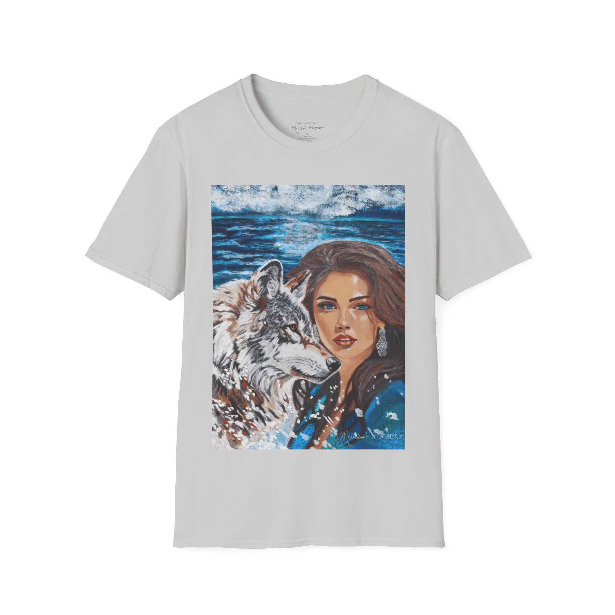 Moonlit Woman & Wolf | Unisex Softstyle T-Shirt