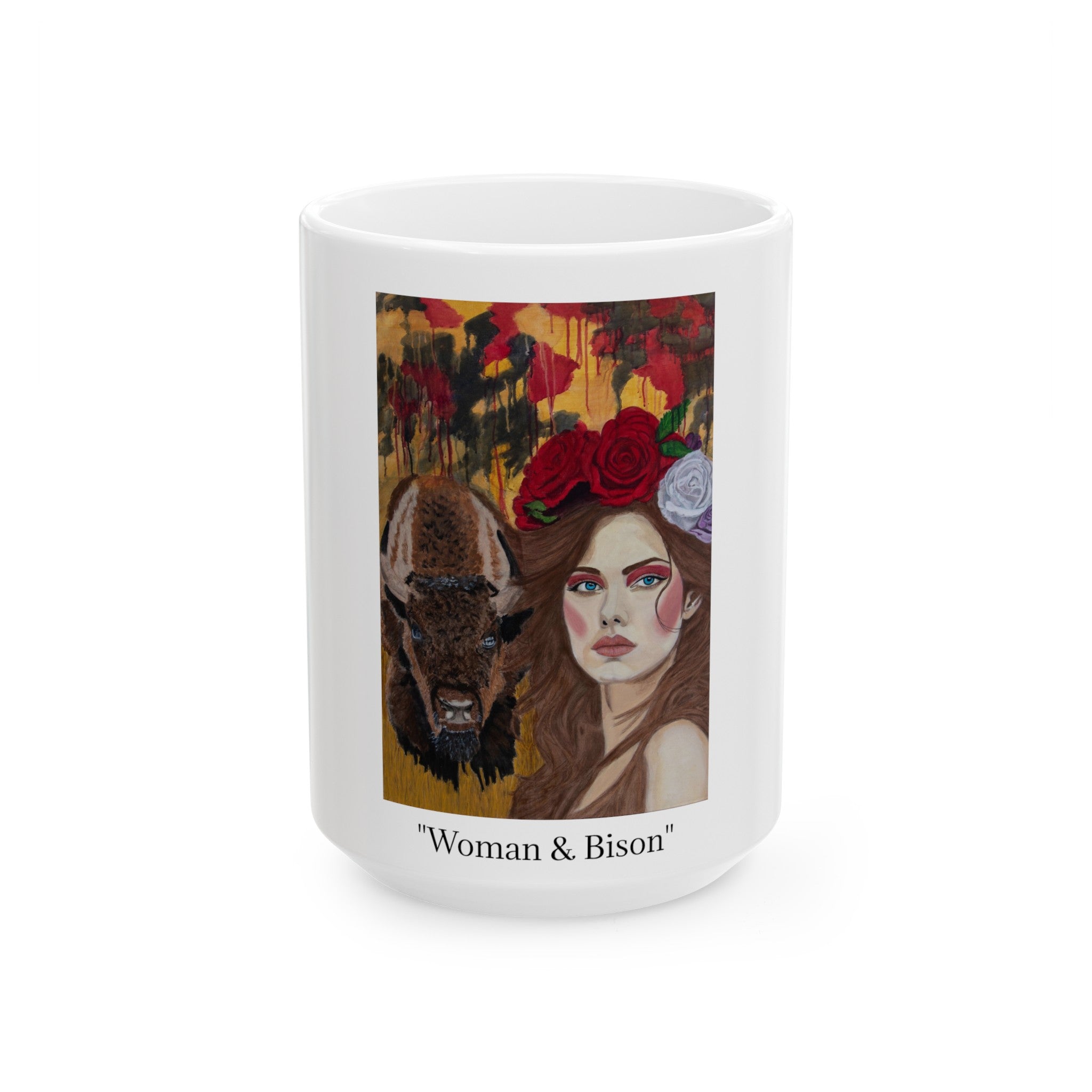 Woman & Bison | Ceramic Mug, (11oz, 15oz)