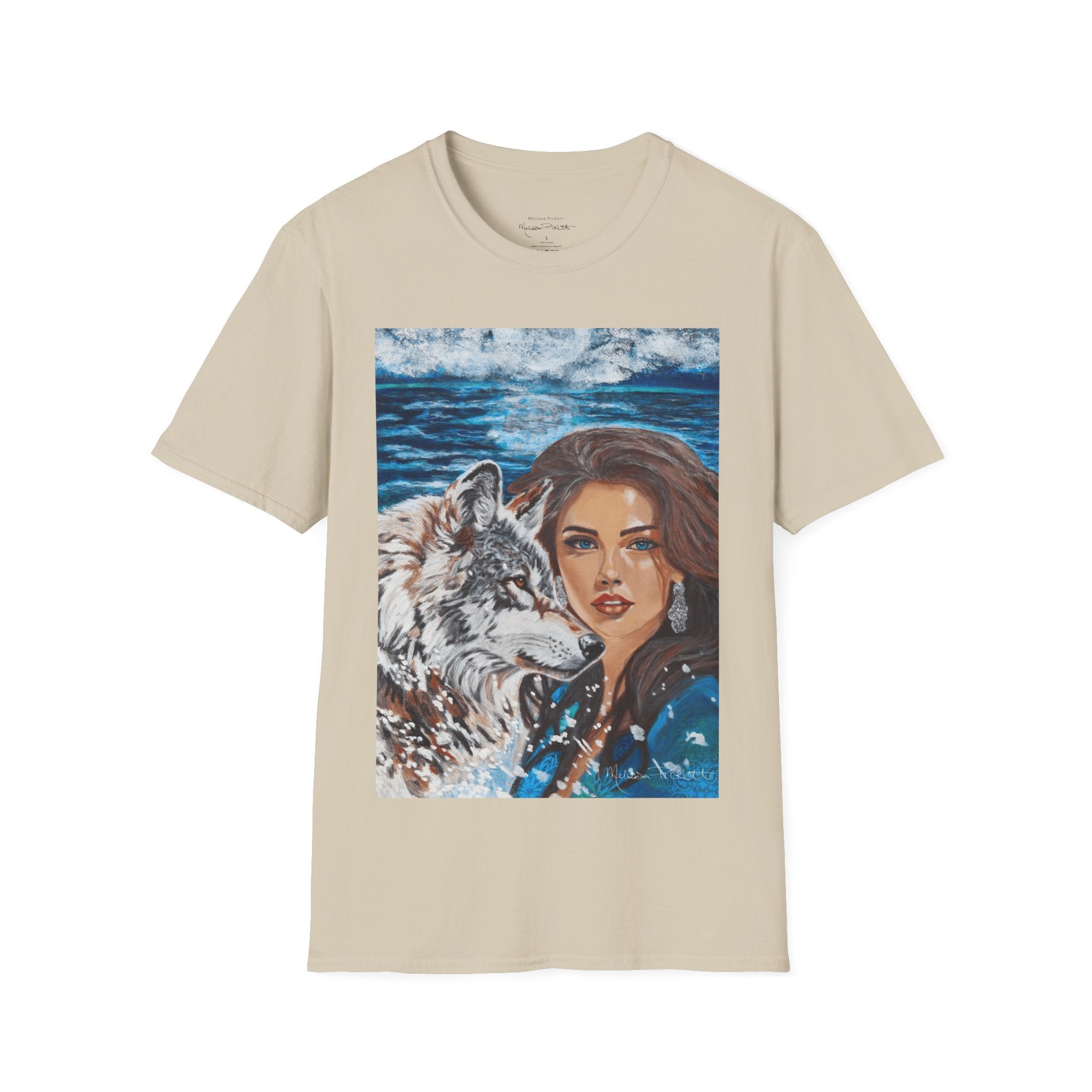 Moonlit Woman & Wolf | Unisex Softstyle T-Shirt