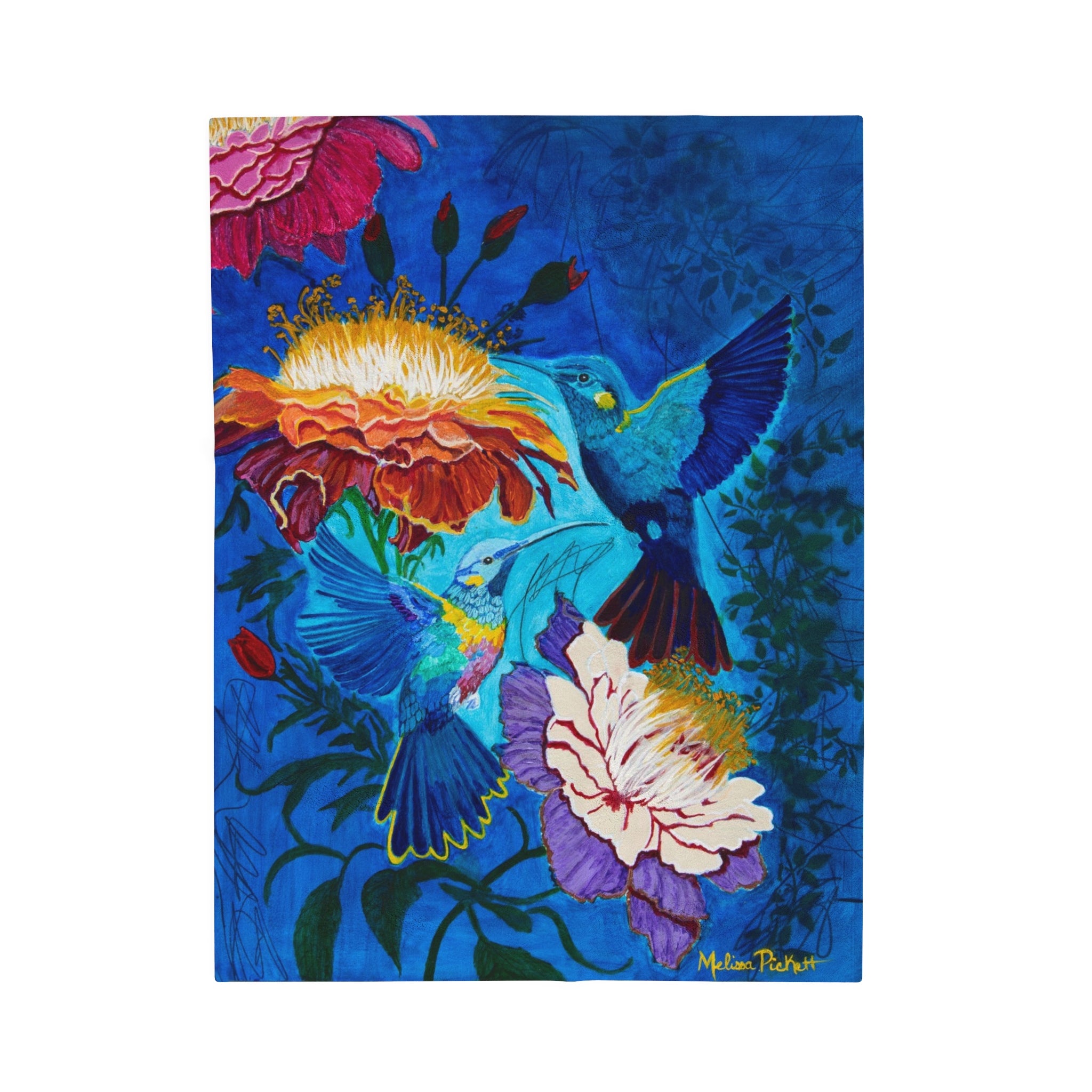 Pair of Hummingbirds | Velveteen Plush Blanket