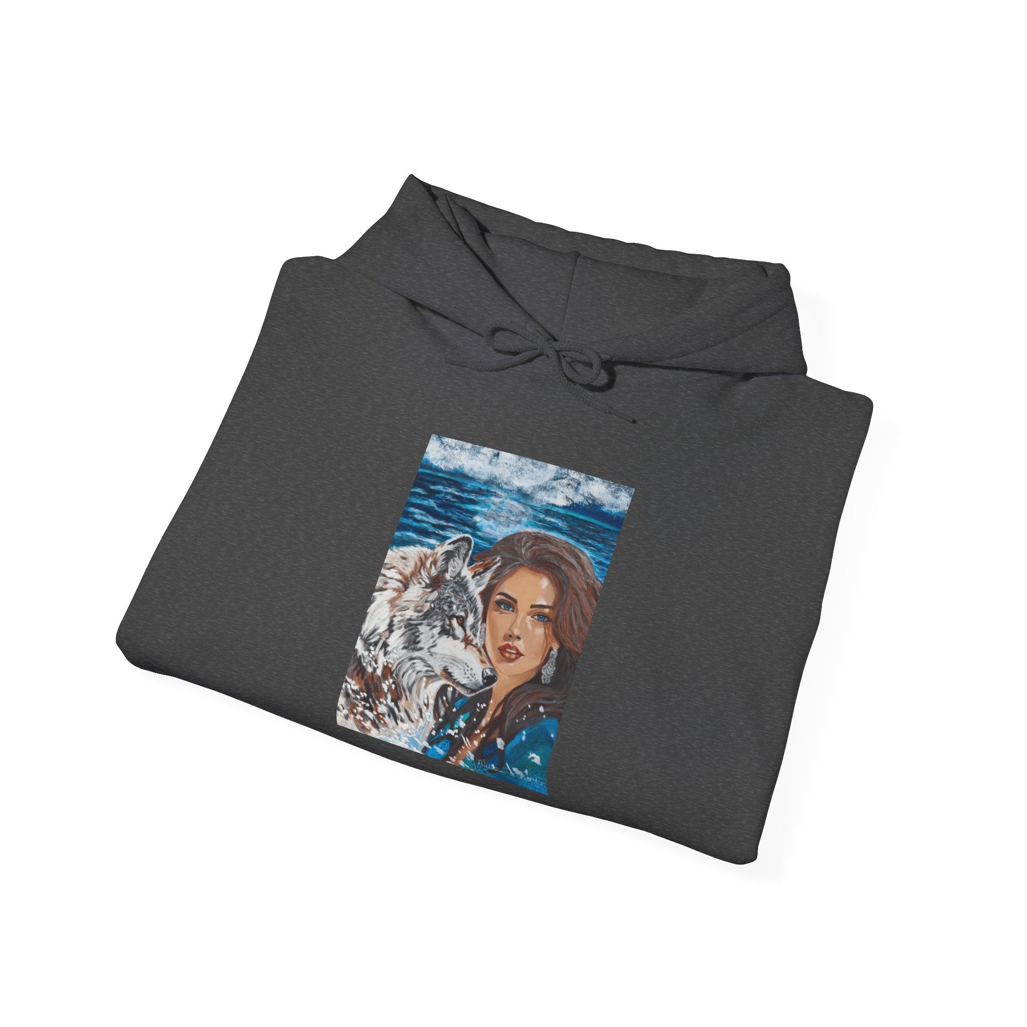 Moonlit Woman & Wolf | Unisex Heavy Blend™ Hooded Sweatshirt