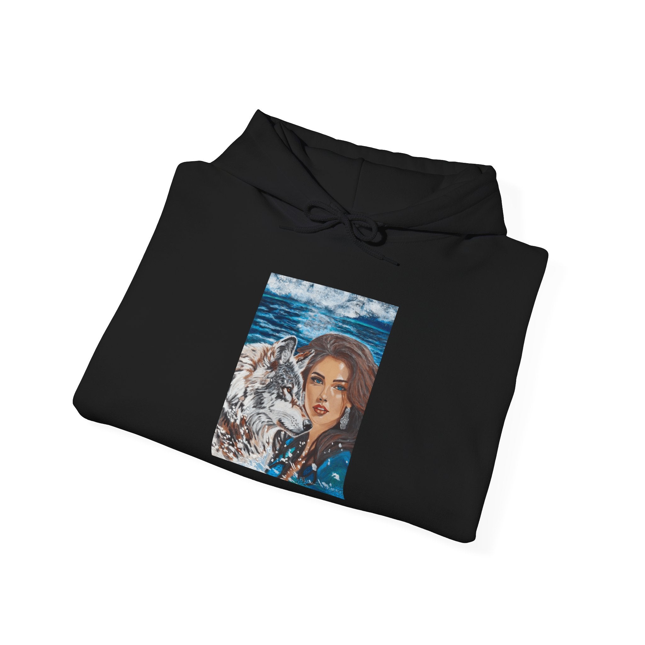 Moonlit Woman & Wolf | Unisex Heavy Blend™ Hooded Sweatshirt