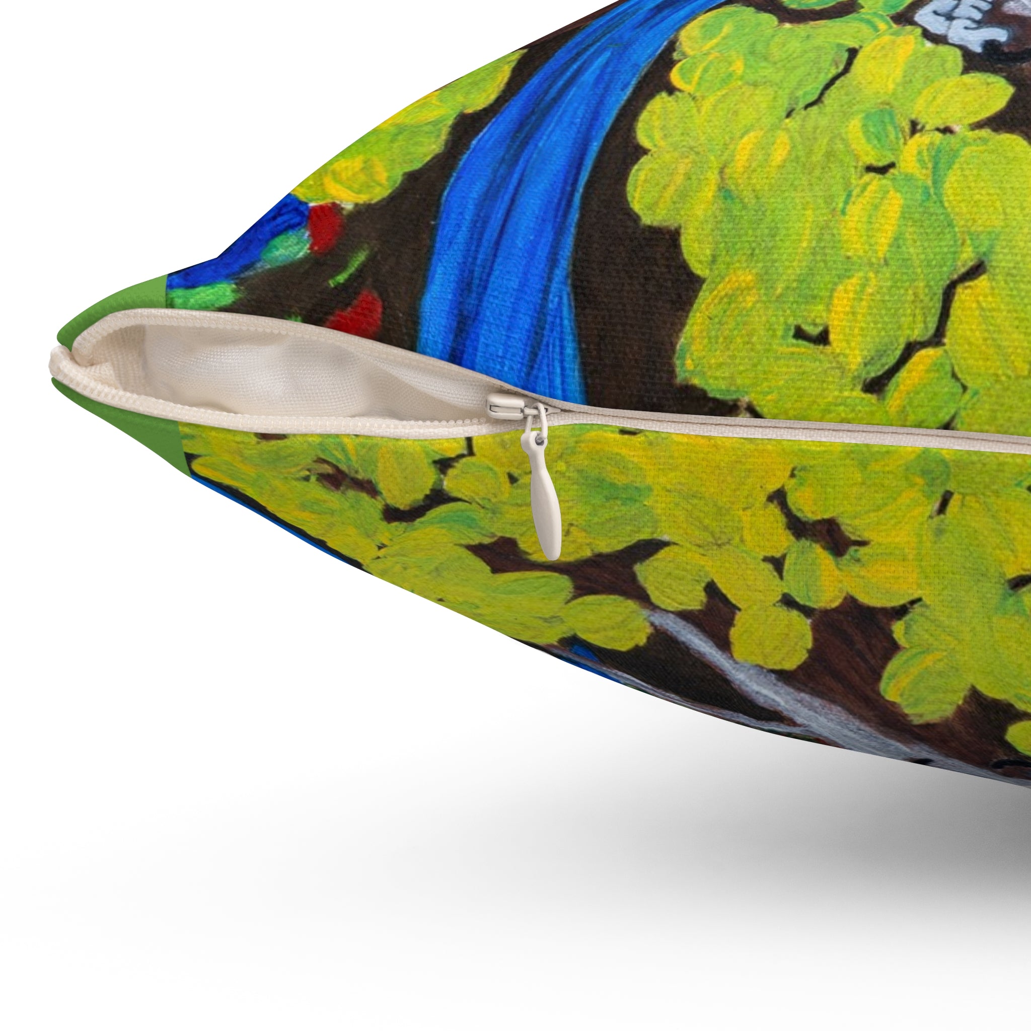 Two Blue & Gold Macaws | Spun Polyester Square Pillow