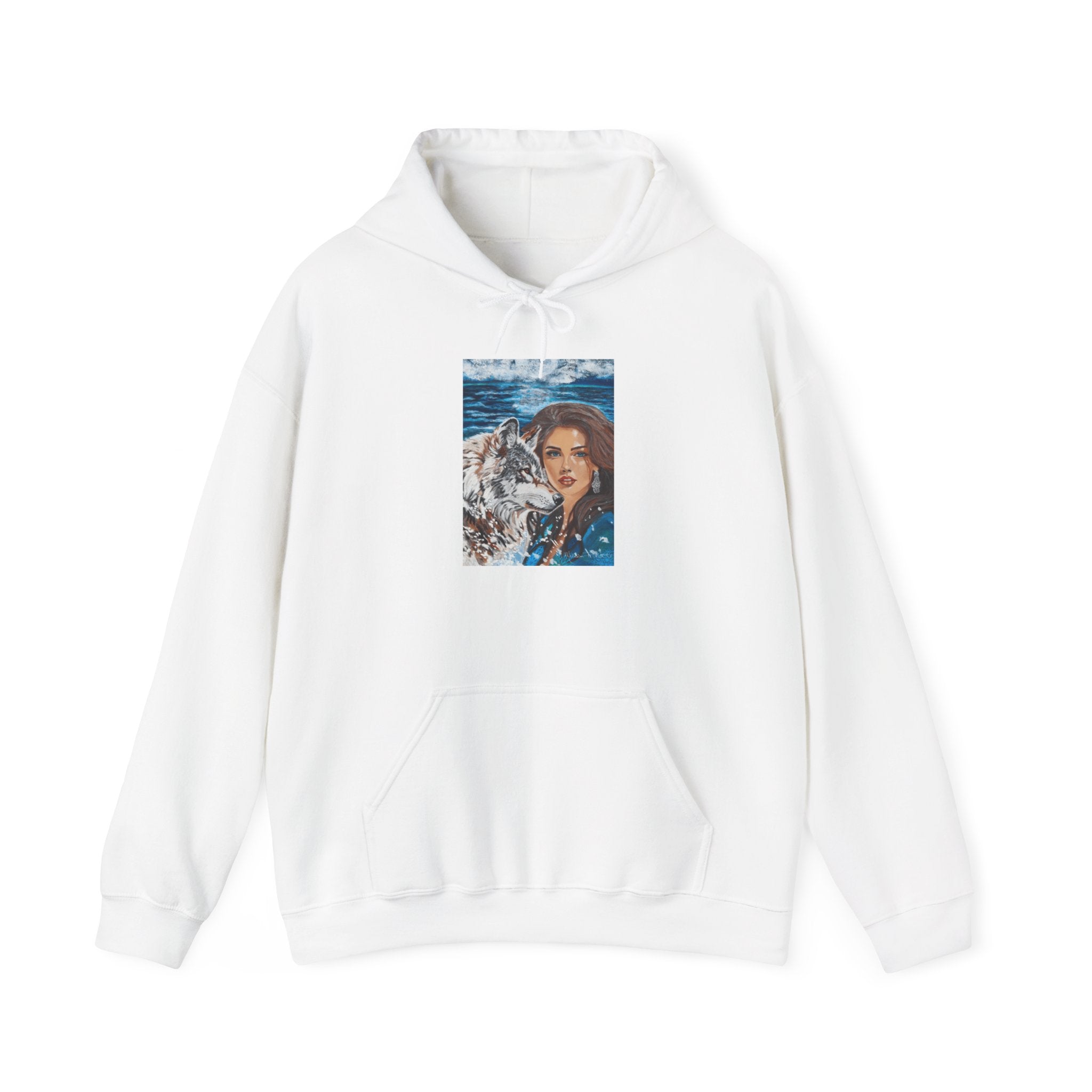 Moonlit Woman & Wolf | Unisex Heavy Blend™ Hooded Sweatshirt