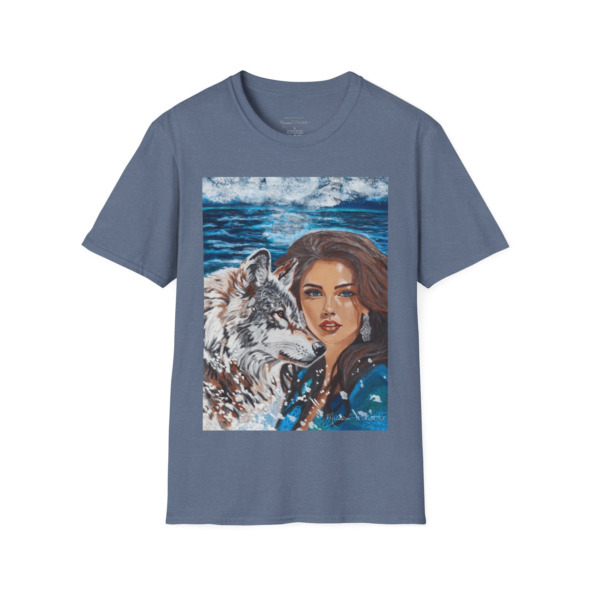 Moonlit Woman & Wolf | Unisex Softstyle T-Shirt