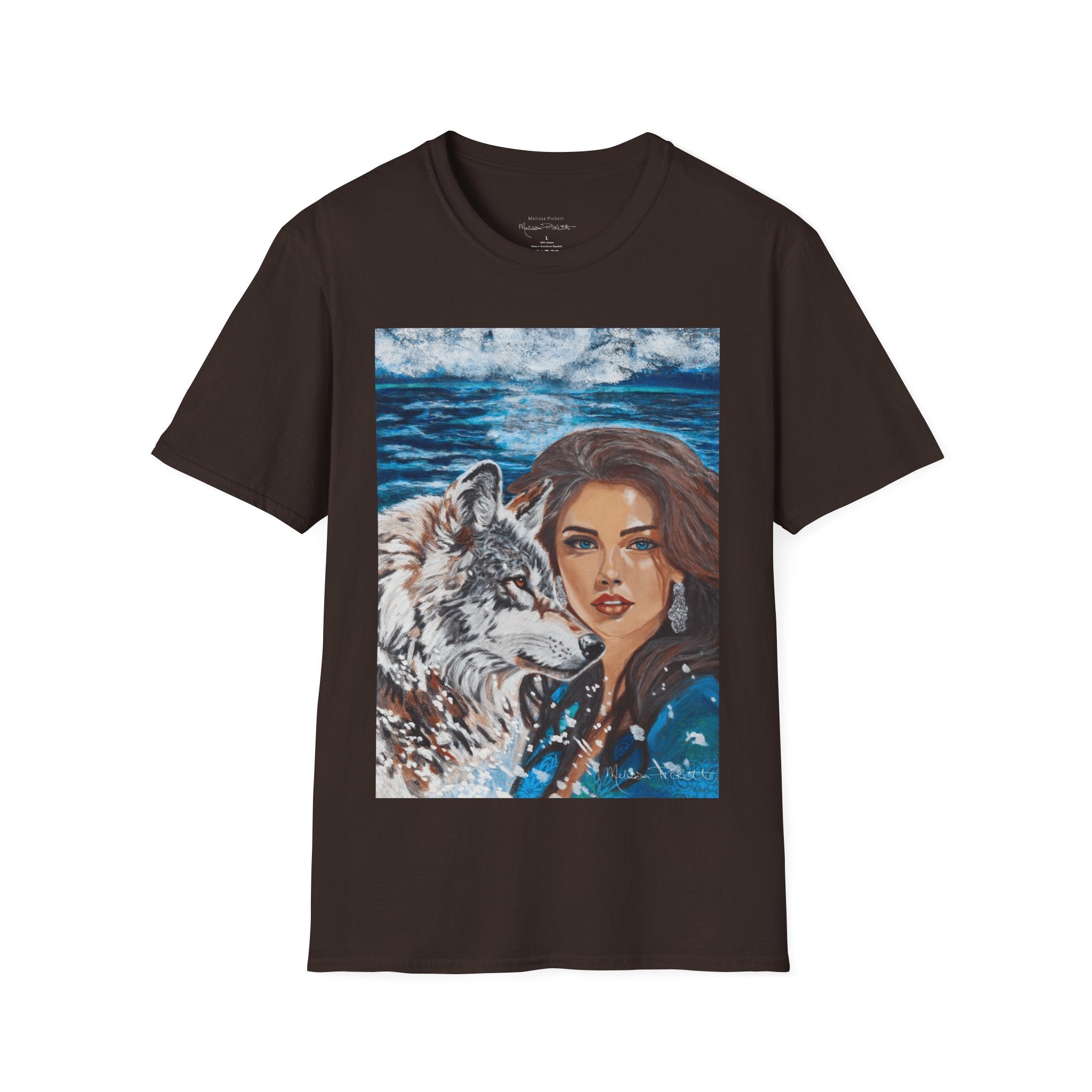 Moonlit Woman & Wolf | Unisex Softstyle T-Shirt