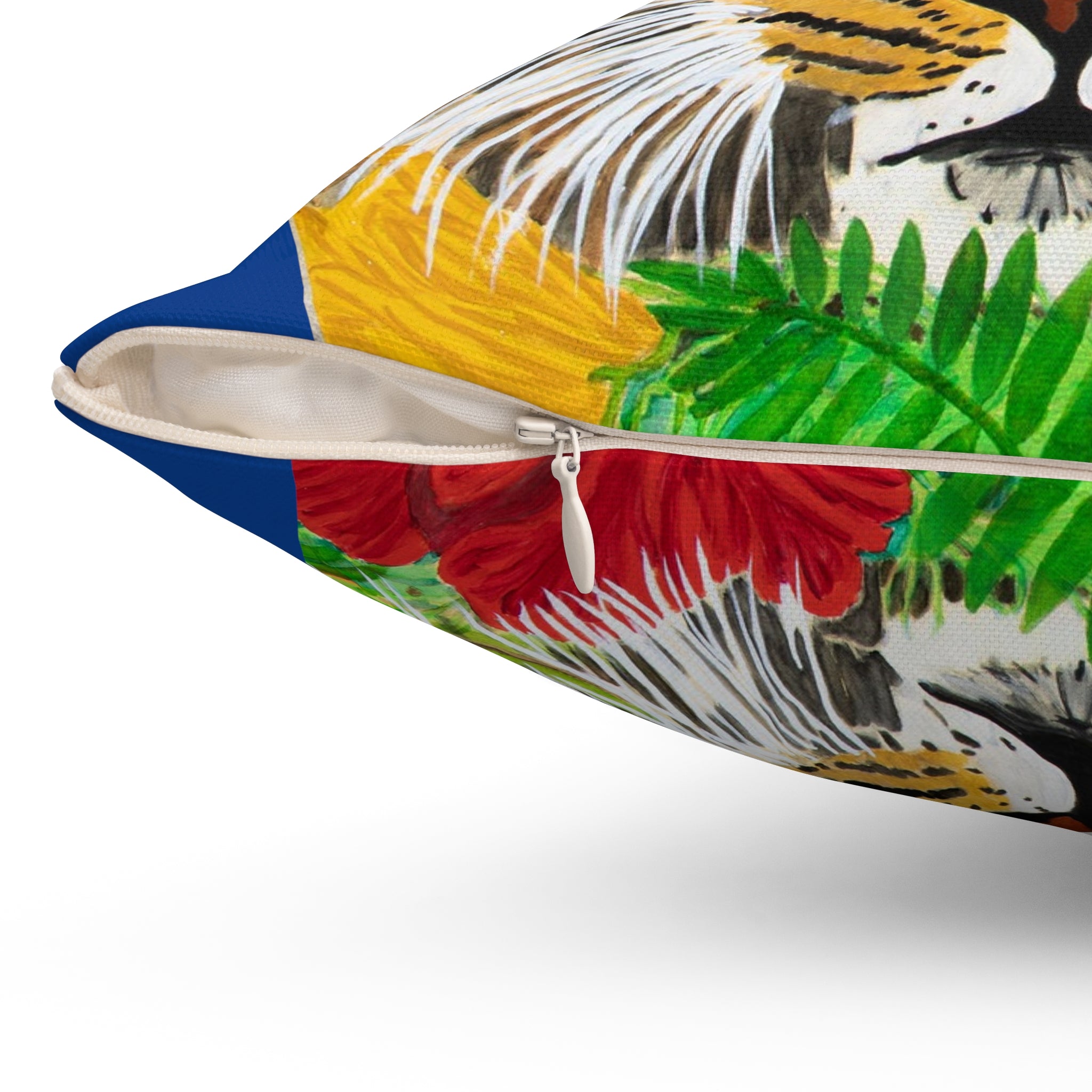 Jaguar & Flowers | Spun Polyester Square Pillow