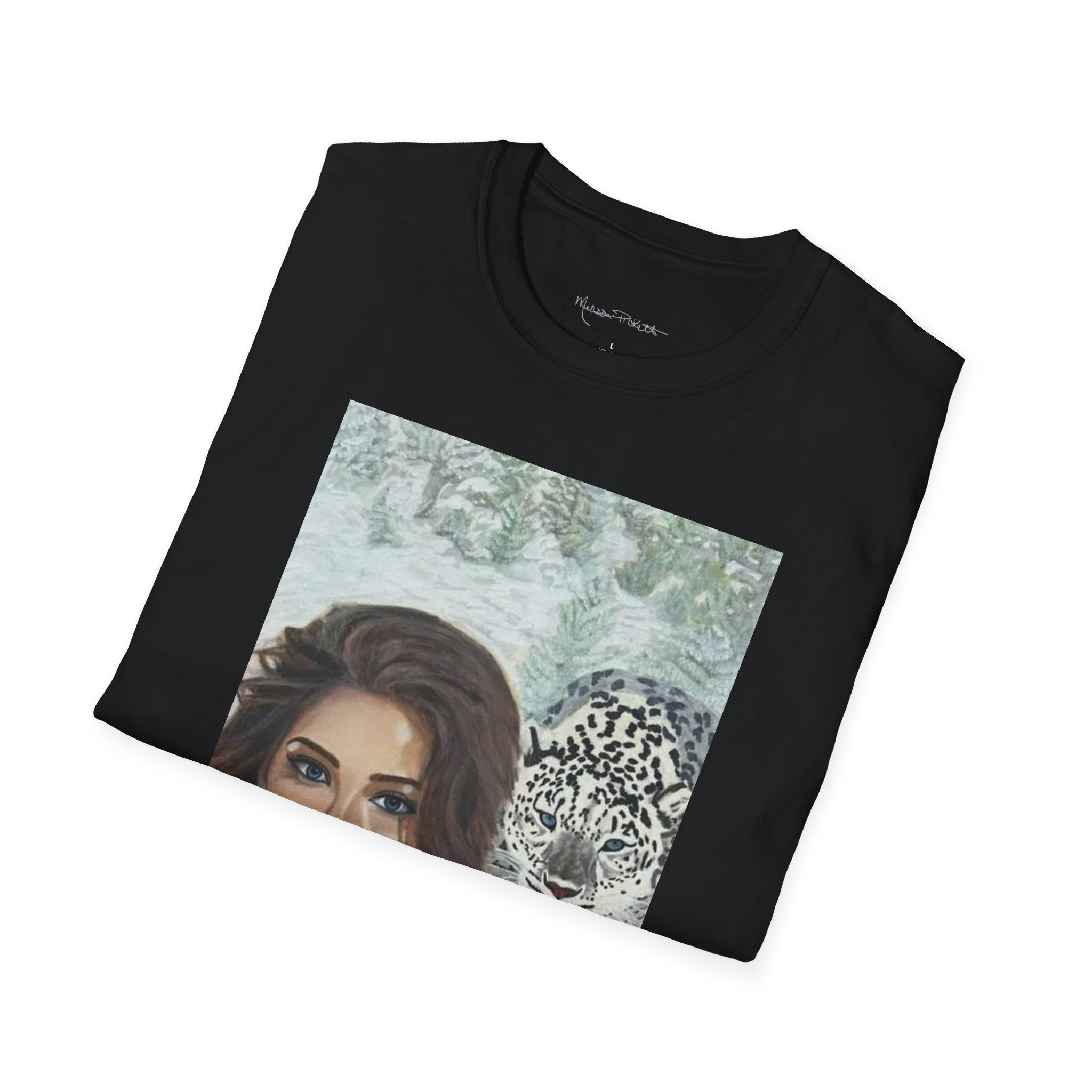Woman & Snow Leopard | Unisex Softstyle T-Shirt