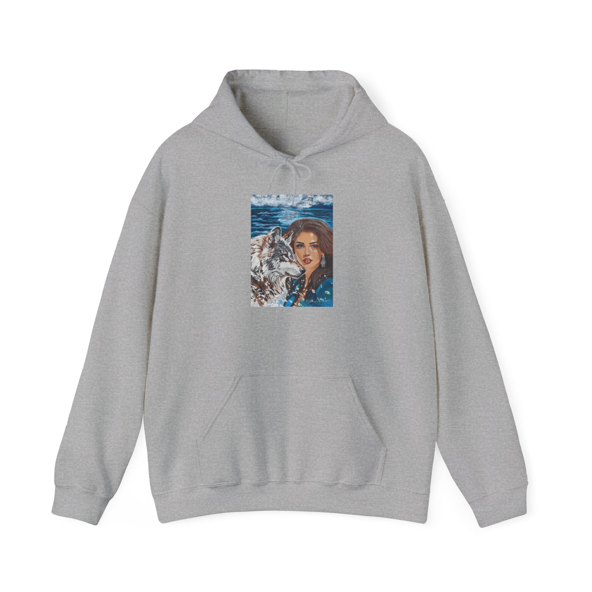 Moonlit Woman & Wolf | Unisex Heavy Blend™ Hooded Sweatshirt