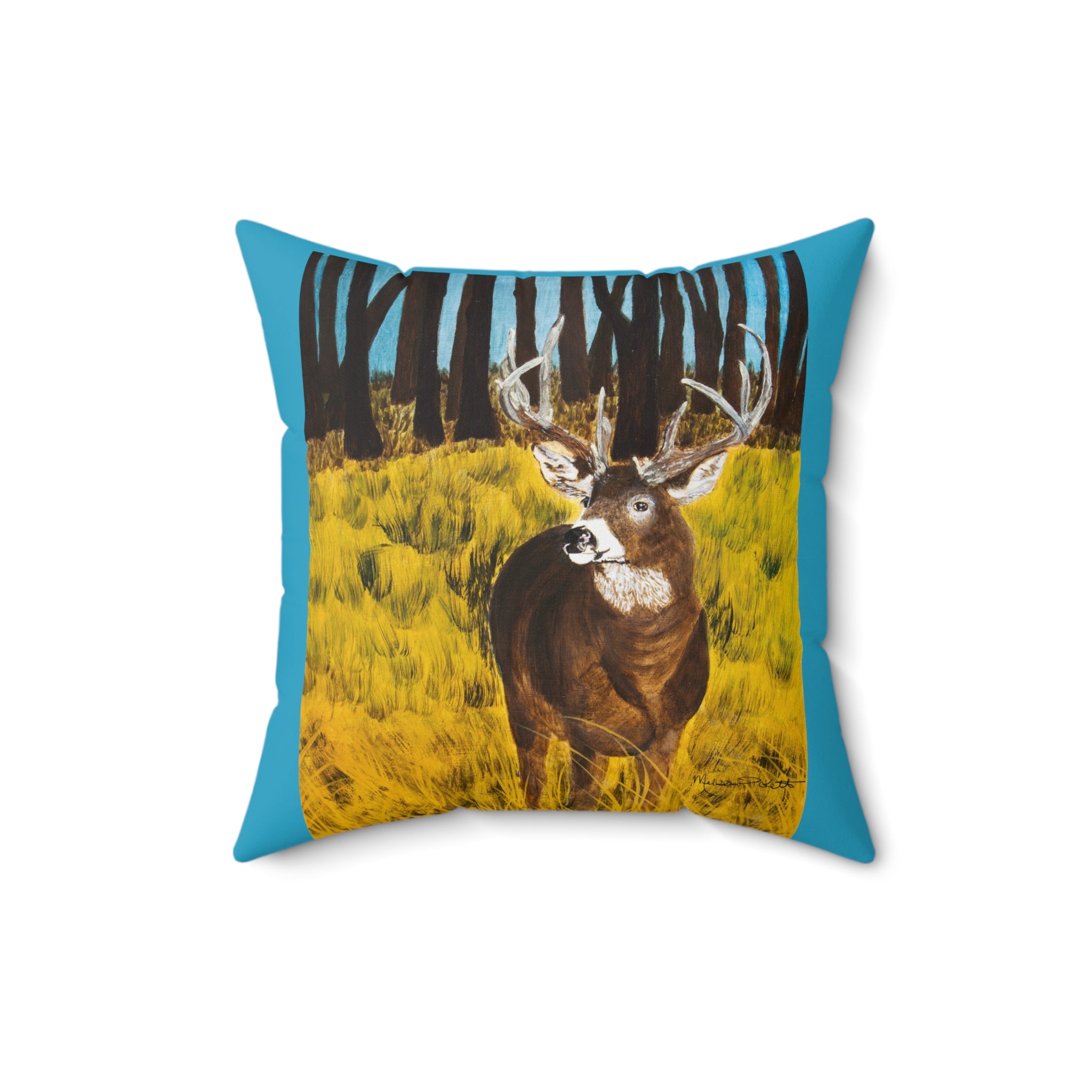 Deer in Clearing | Spun Polyester Square Pillow