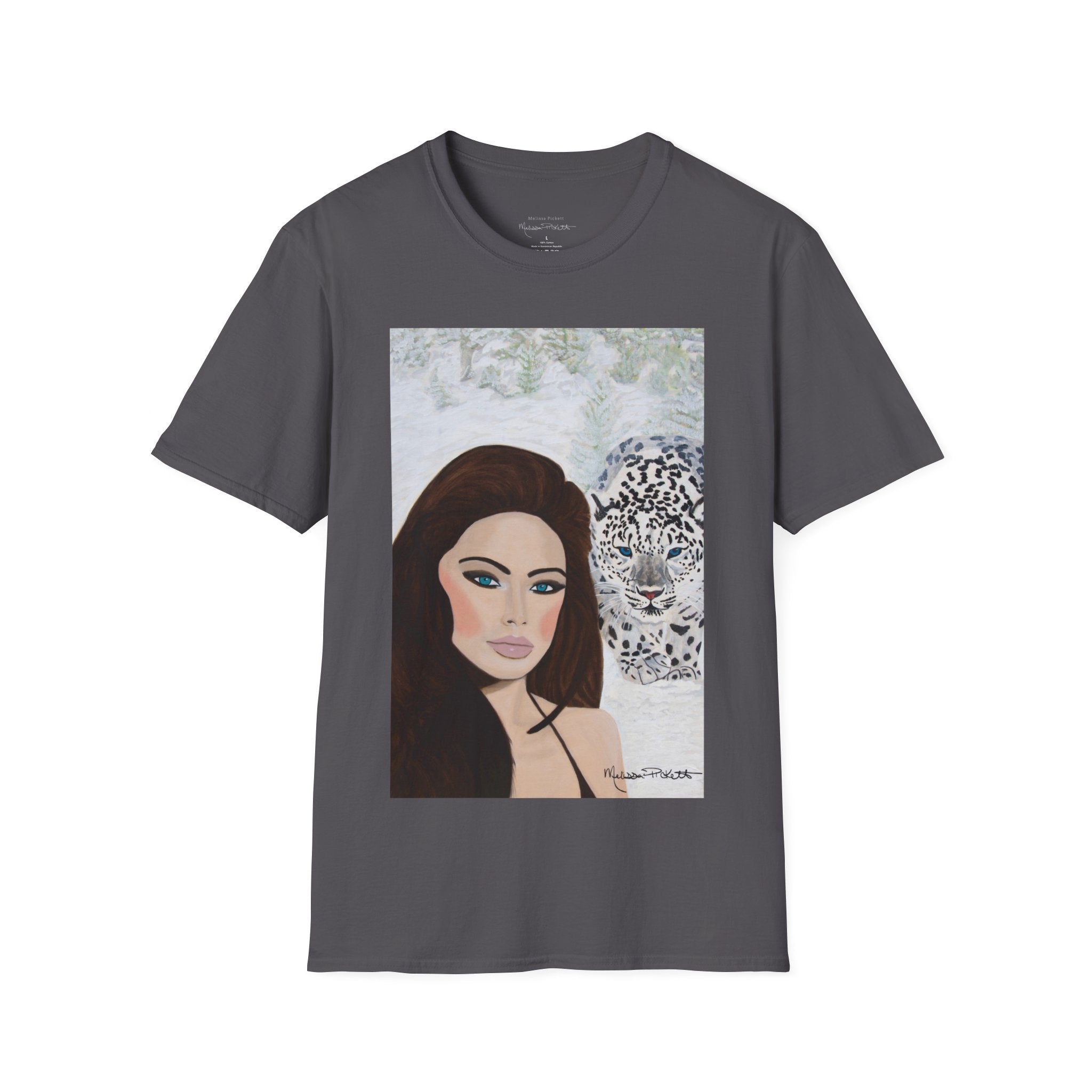 Woman & Snow Leopard | Unisex Softstyle T-Shirt