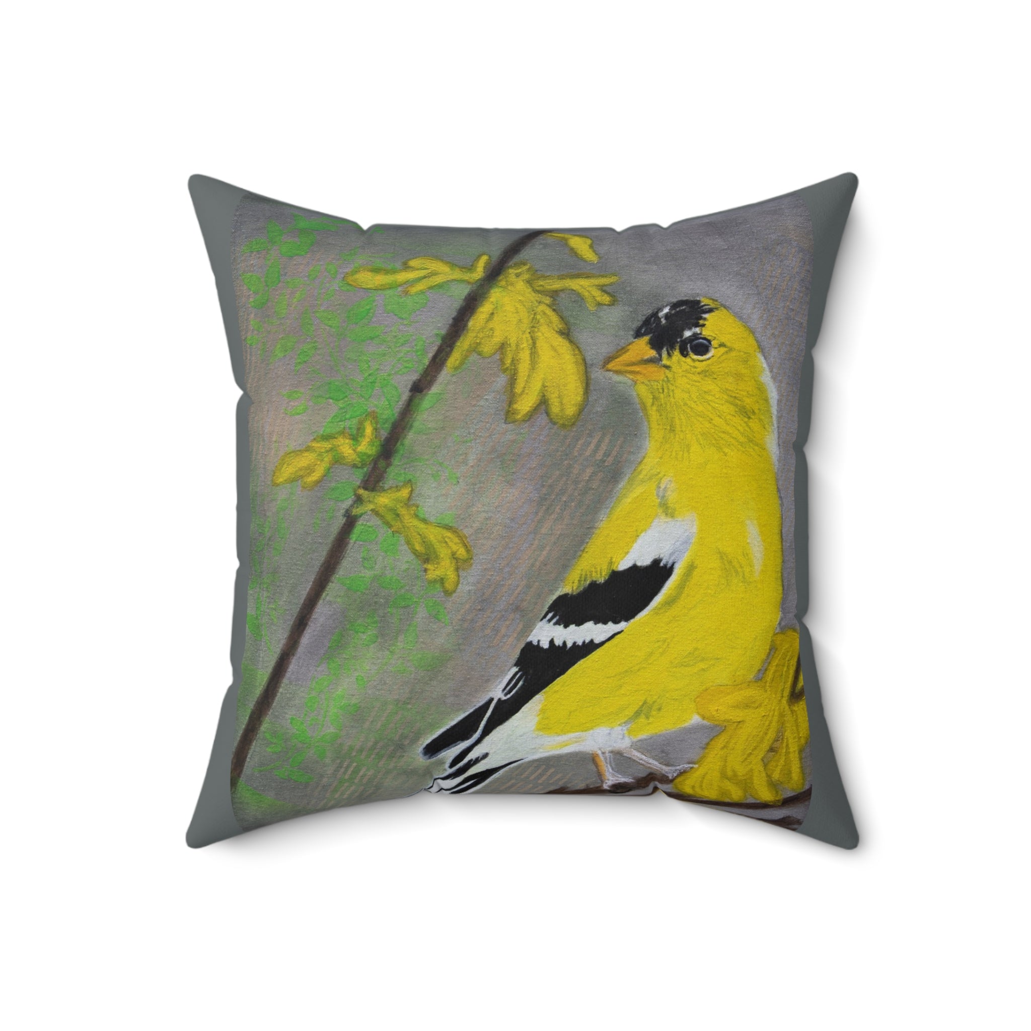 Yellow Finch | Spun Polyester Square Pillow