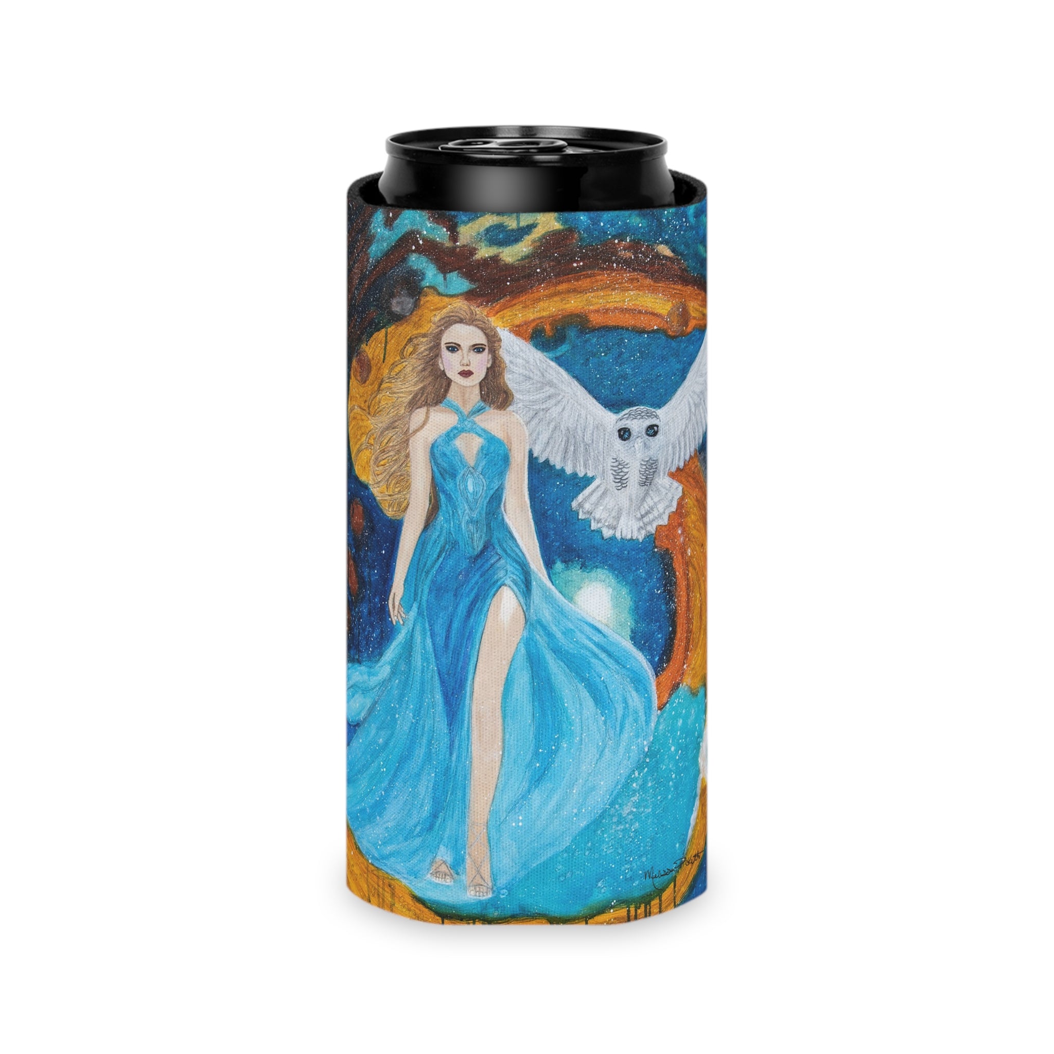 Galaxy Girl with Owl | Can Cooler