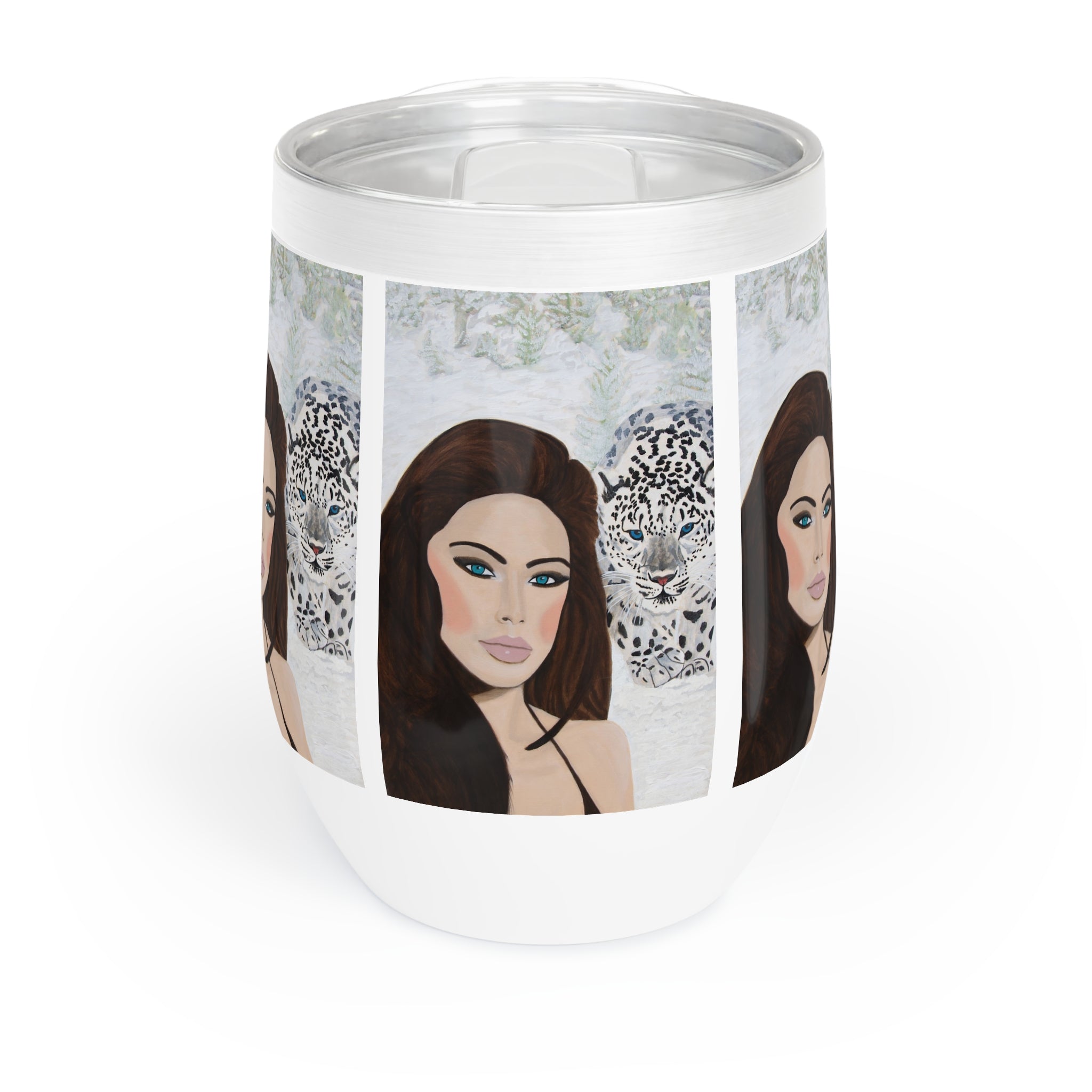 Woman & Snow Leopard | Chill Wine Tumbler