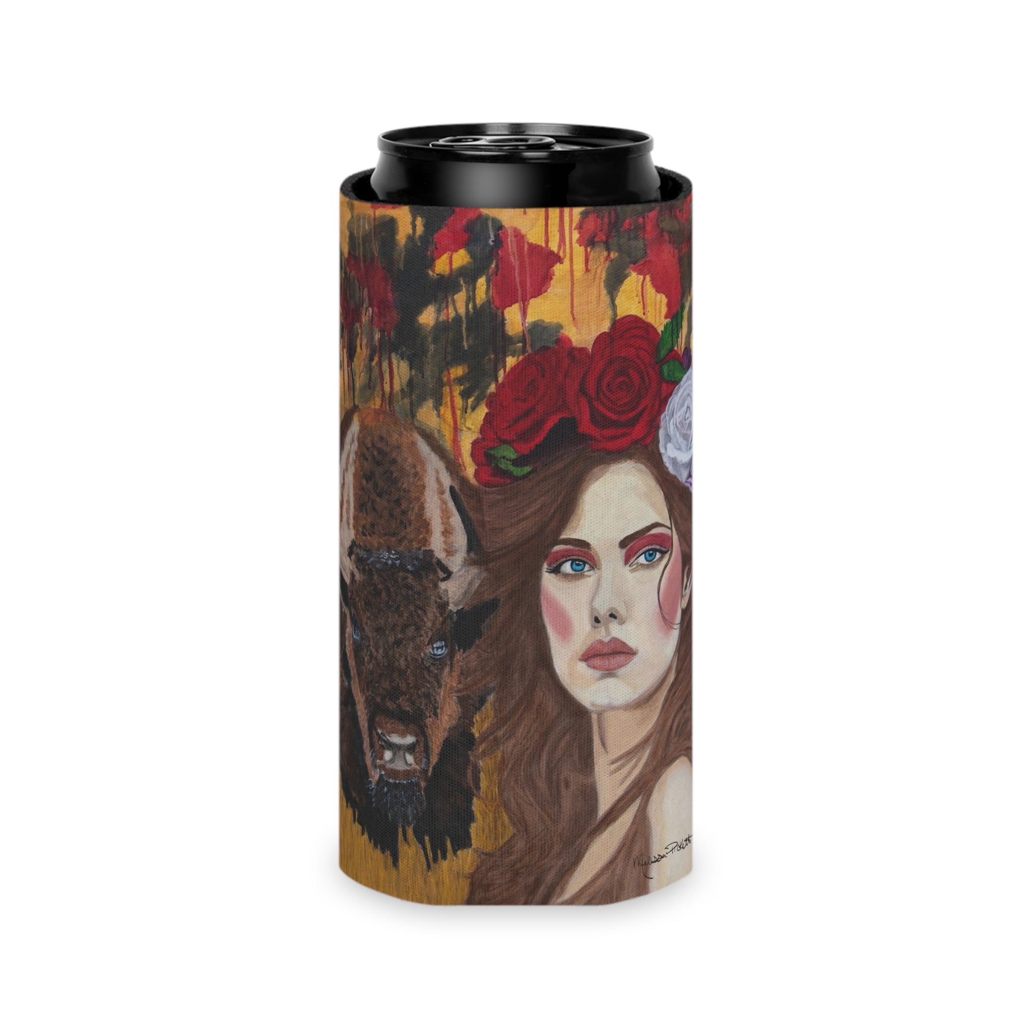 Woman & Bison | Can Cooler