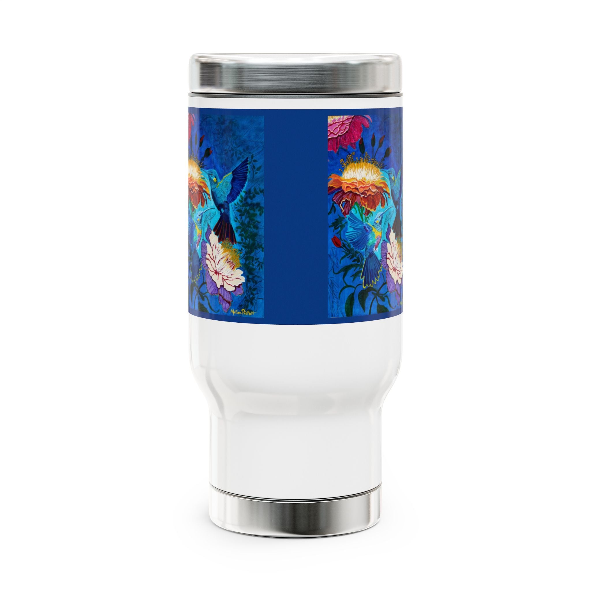 Pair of Hummingbirds | Stainless Steel Travel Mug with Handle, 14oz