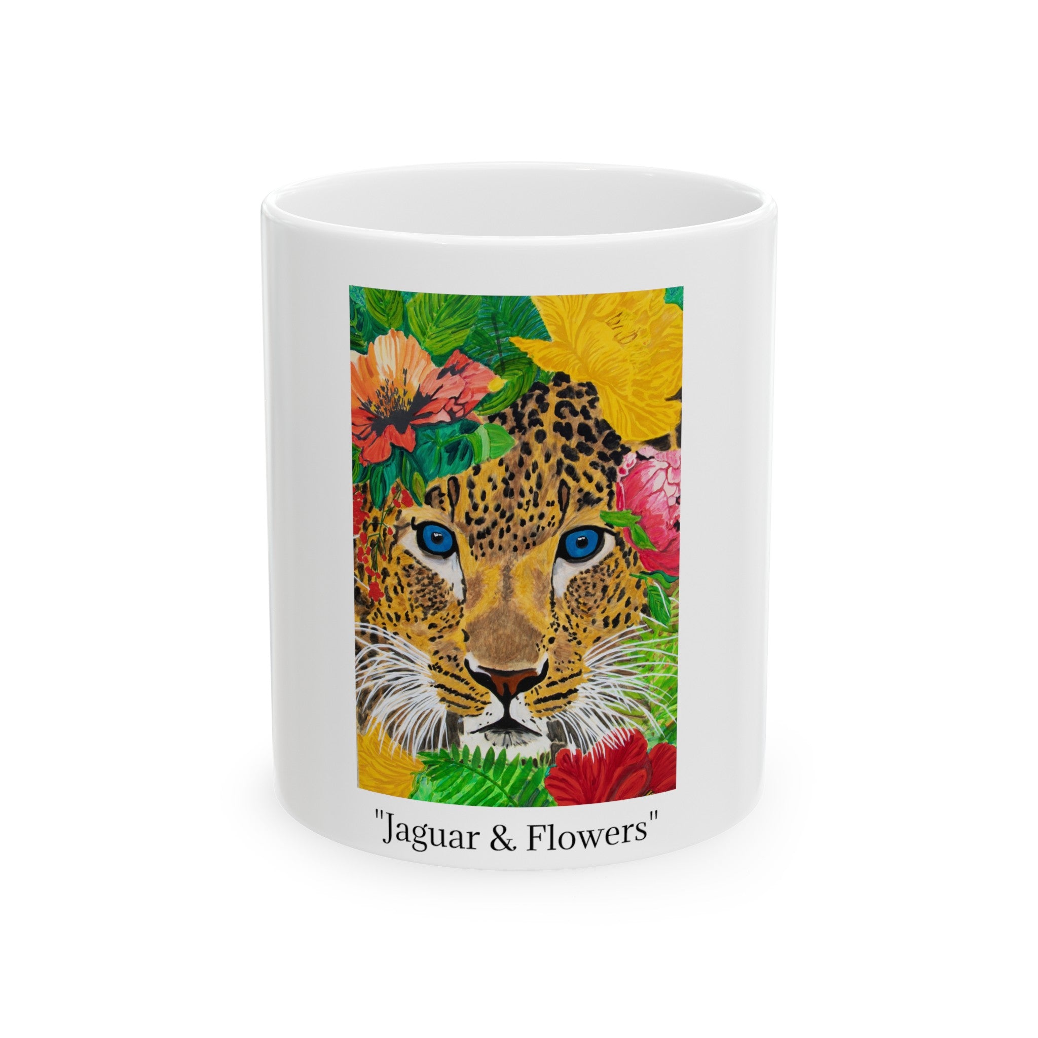 Jaguar & Flowers | Ceramic Mug, (11oz, 15oz)